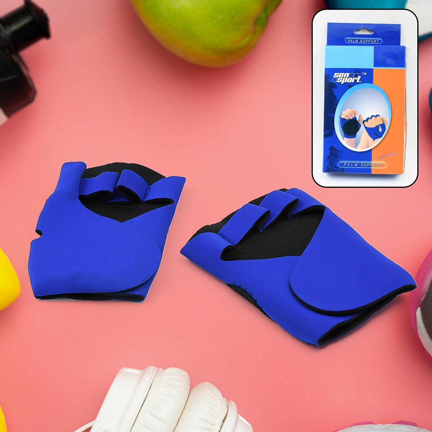 Palm Support Half-Finger Gym Training Gloves (1 Pair / With Color Box)