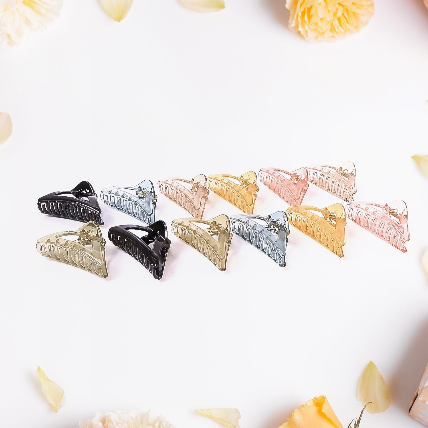 Triangle Shape Mix Color Plastic Hair Claw Clip for Women and Girls – 1 Pc