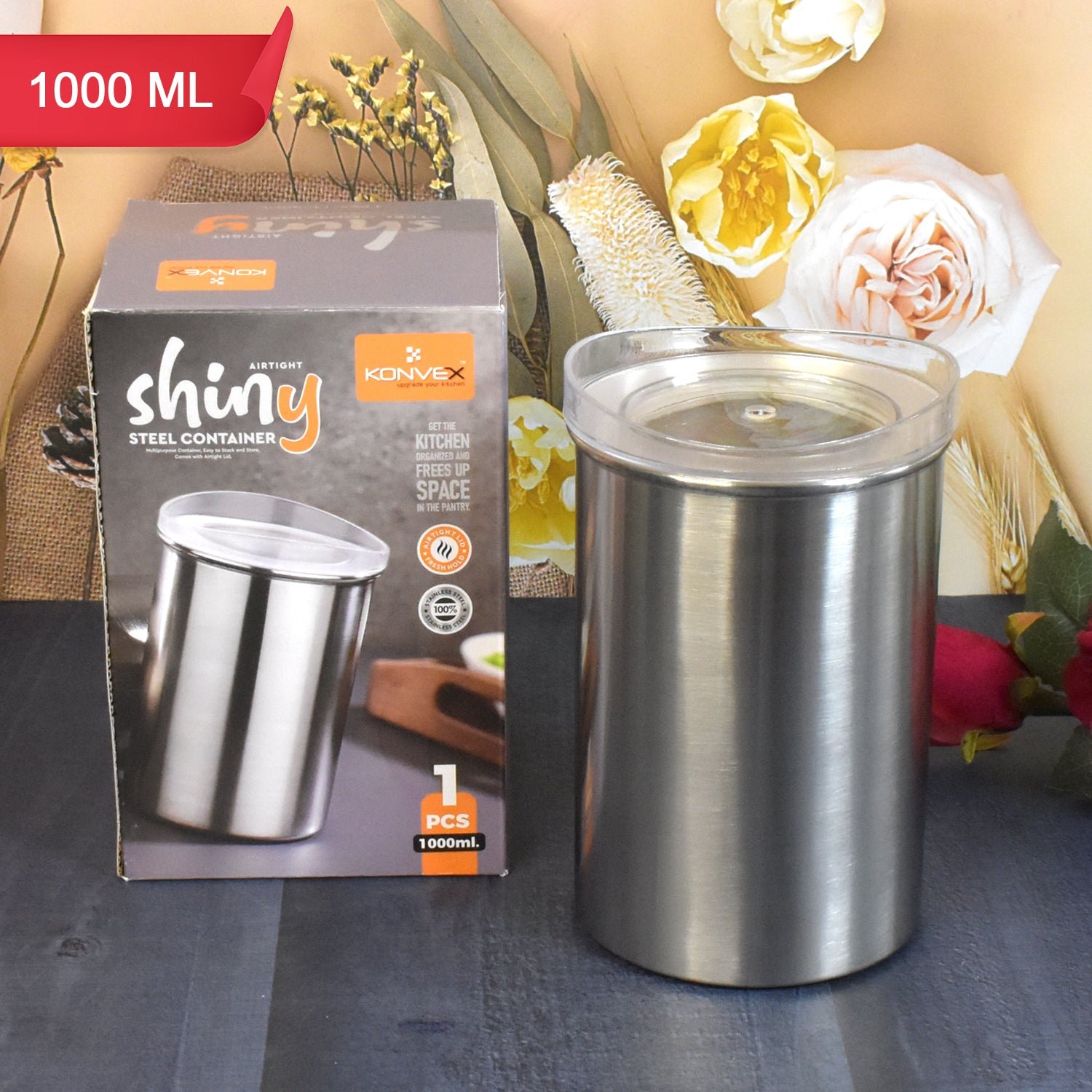 Stainless Steel Airtight Containers with See Through Lid (1 Pc / 1000 ML)