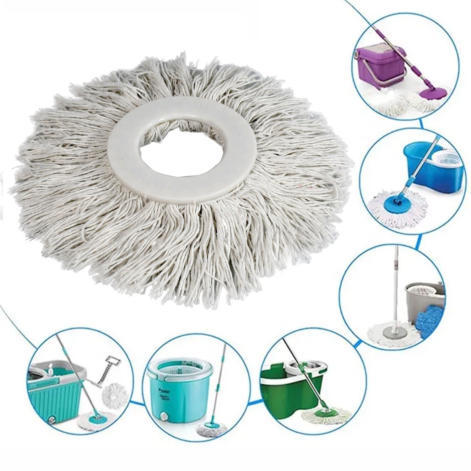 Microfiber Spin Mop Head – Round Shape Standard Size Refill for All Mop Types