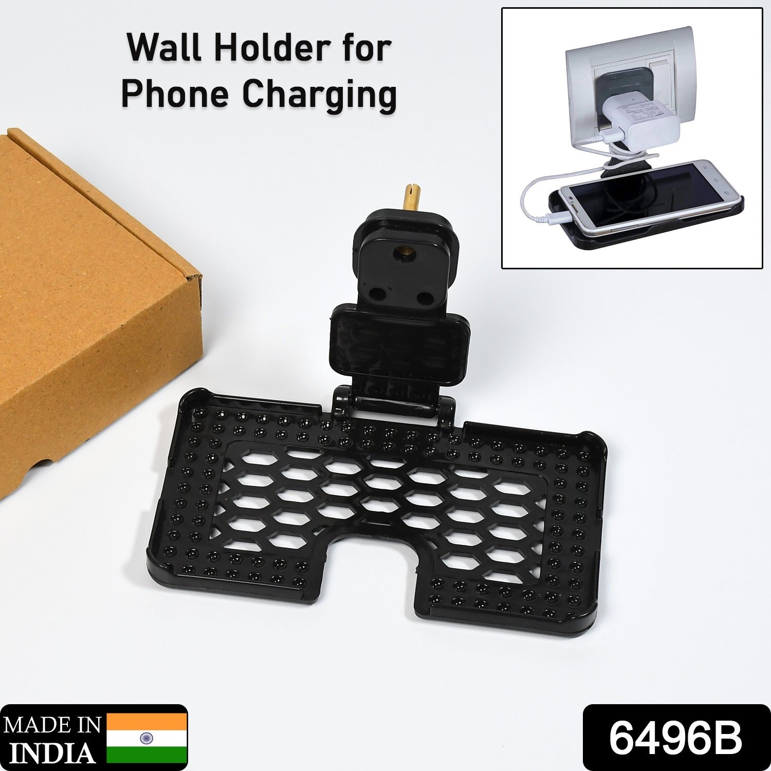 Multi-Purpose Wall Holder Stand for Charging Mobile (Black)