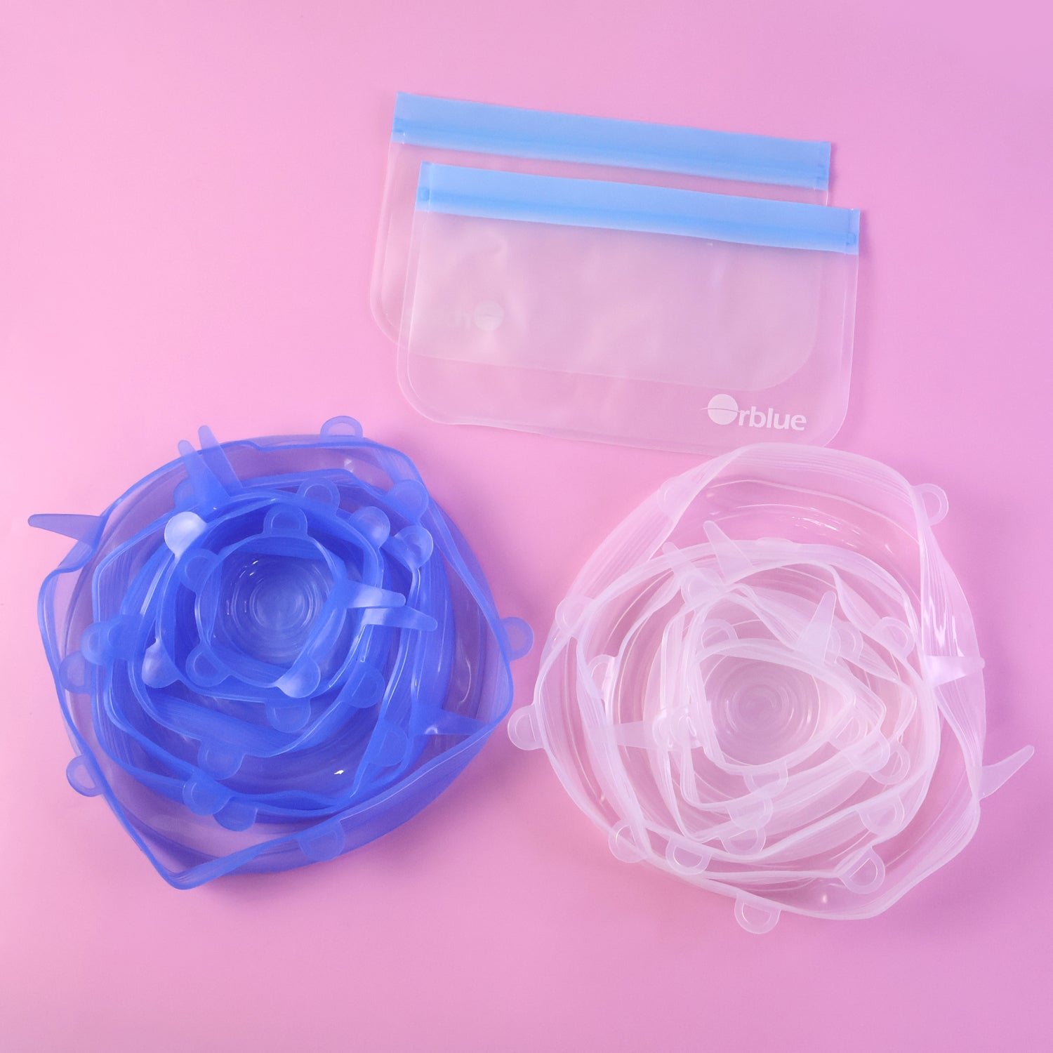 12 Peace Reusable Stretch Lids Set with 2 Storage Pouches – Flexible Food Cover Lids