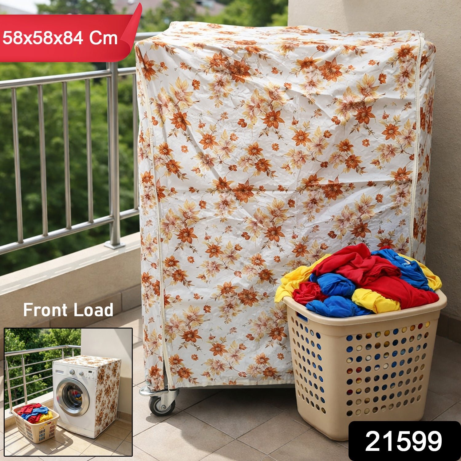Waterproof Washing Machine Cover for Front Load Machines 58x58x84 cm (1 Pc)