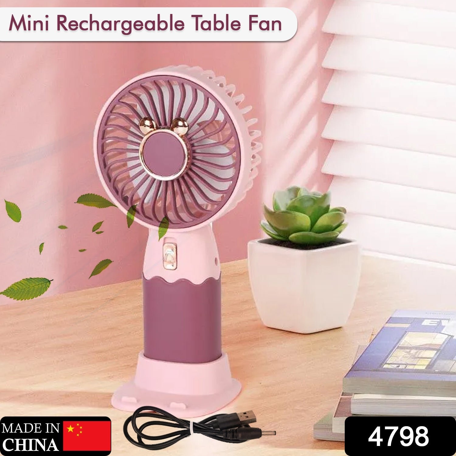 Mini Fan Rechargeable Table Fan Handheld Fan  For Home , Office , Car