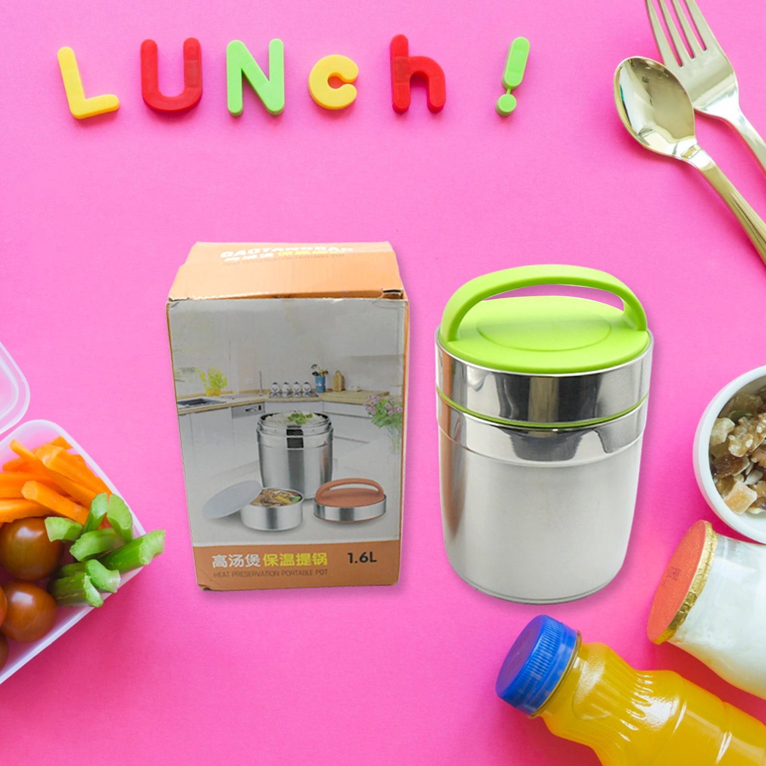 LEAK-PROOF THERMOS FLASK FOR HOT FOOD,  VACUUM INSULATED LUNCH BOX  (1.6 L)