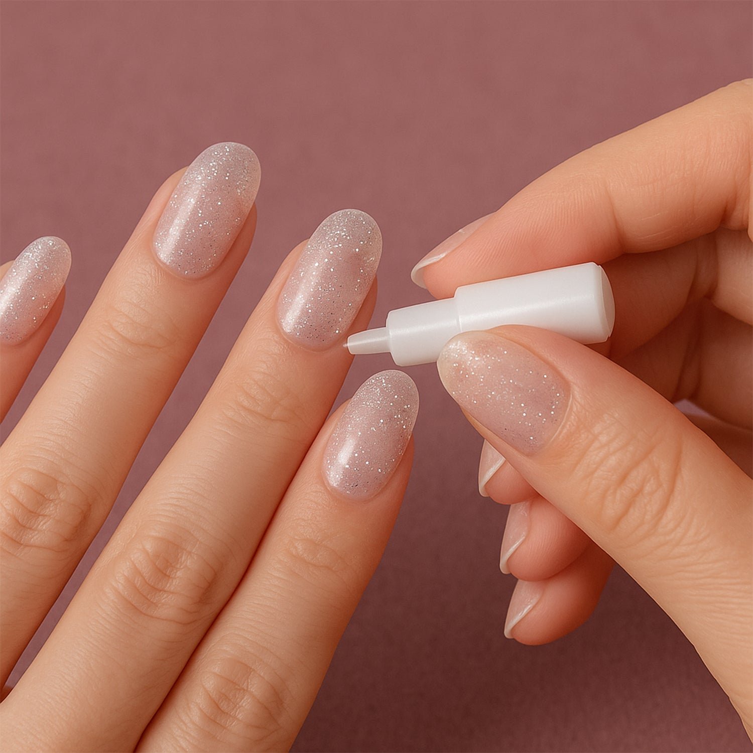 Glitter 3D Floral Press-On Artificial Nail Tips with Nail Glue fake nails (1 Set)