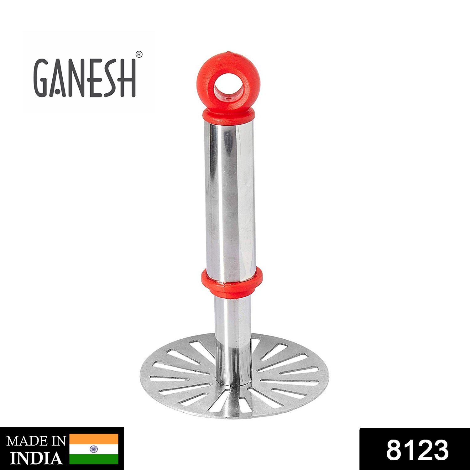 Ganesh Potato / Pav Bhaji Masher with Plastic Handle, Silver & Plastic