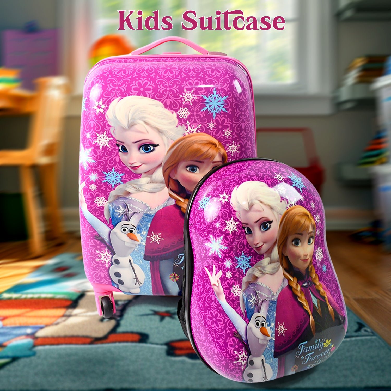 Kids Travel Suitcase with 4 Wheels – 1 Big + 1 Small Shoulder Bag (Set of 2)