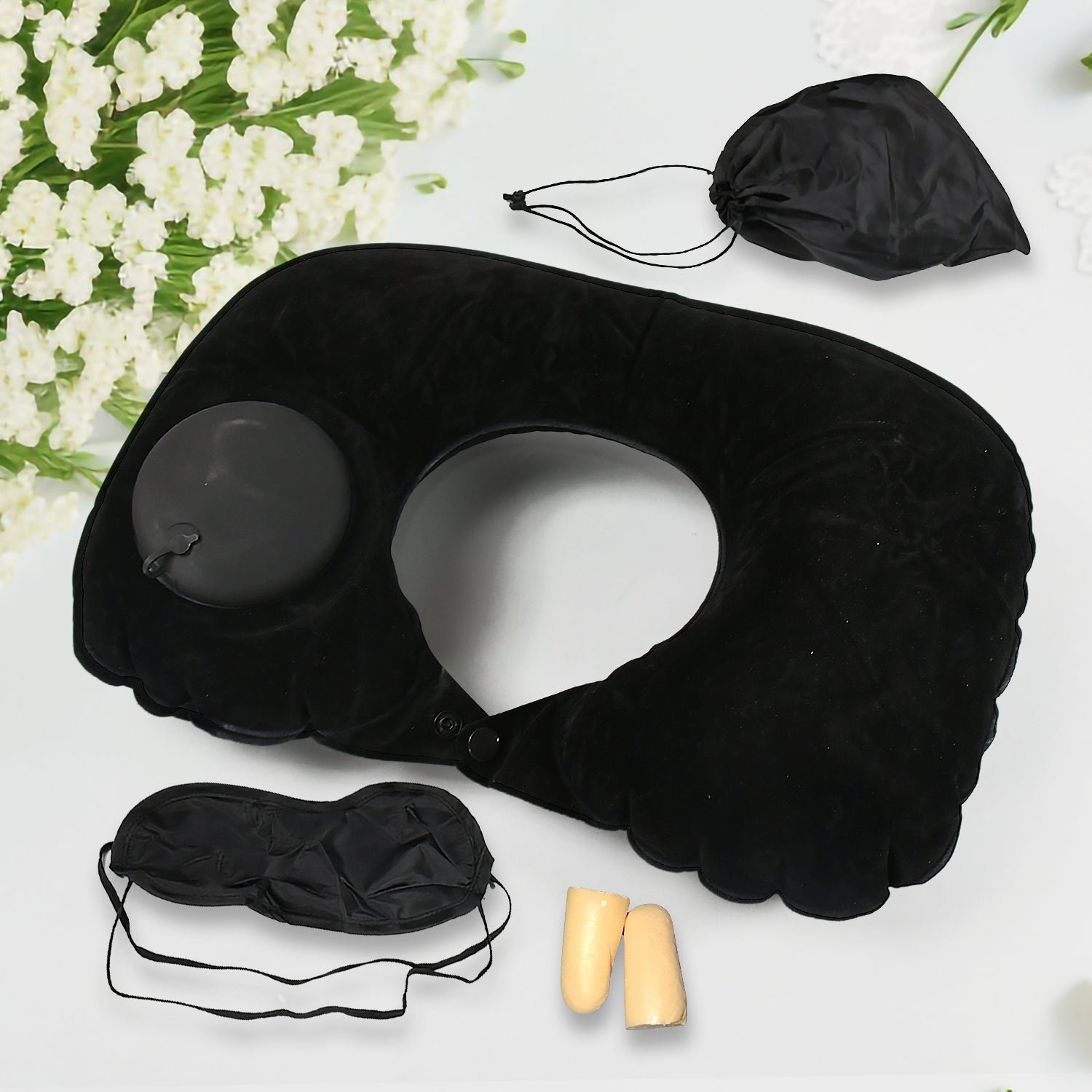 3-in-1 Travel Sleeping Kit with Neck Pillow, Eye Mask & Earplugs