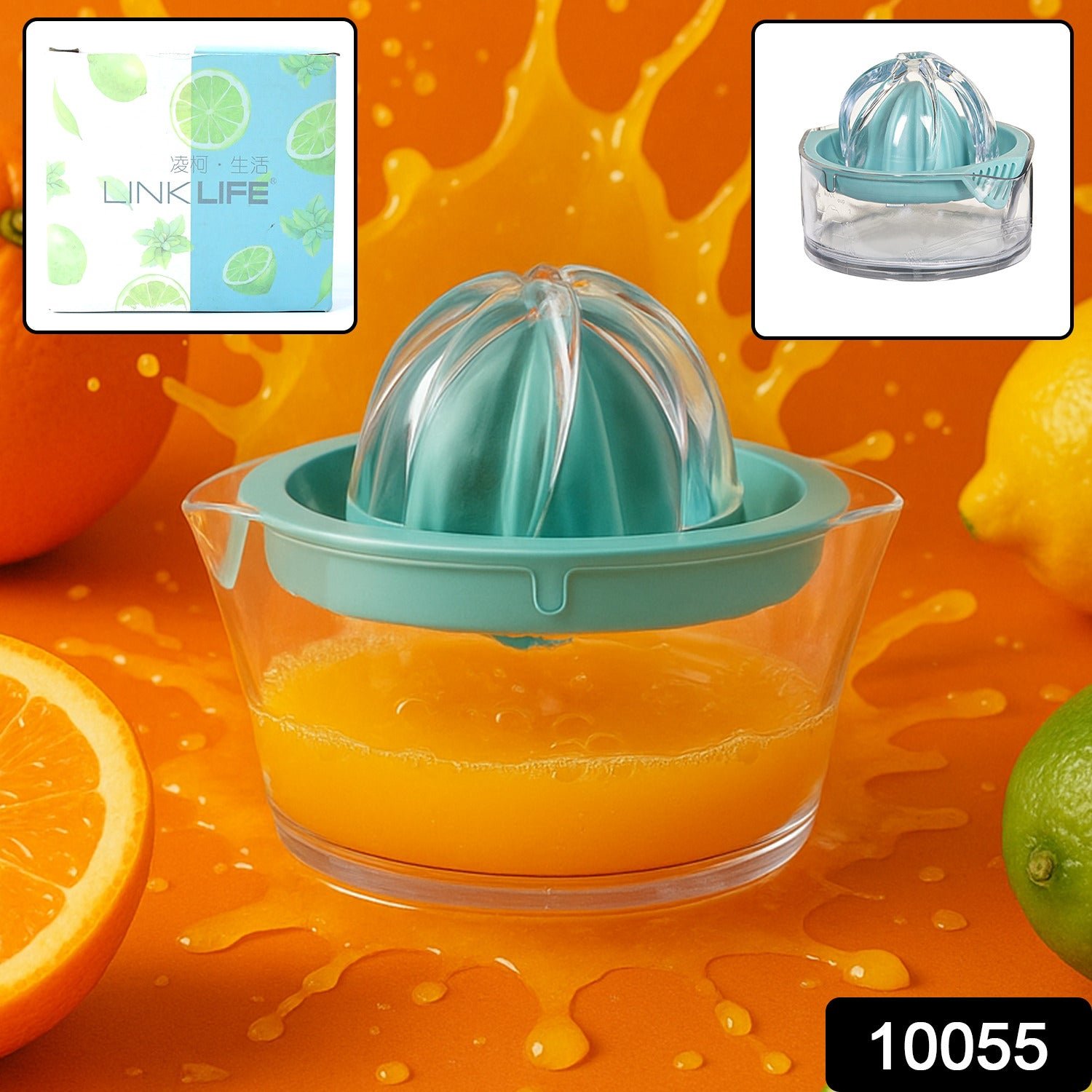 Manual Orange Lemon Citrus Juicer Squeezer Press Pourer with Lid Plastic 1 Pc