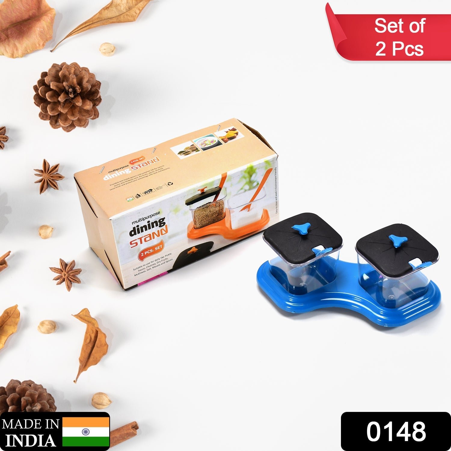 2-Piece Dining Stand with Pickle Jar, Spice Tray & Spoons