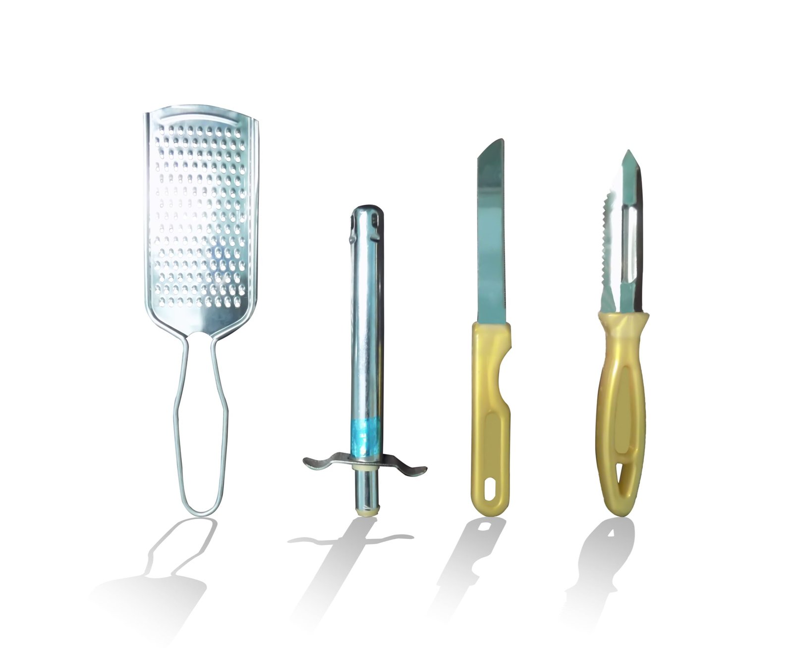 4In1 Combo - Stainless Steel Kitchen Lighter, Knife, Peeler and Smooth Grater (Multicolor)