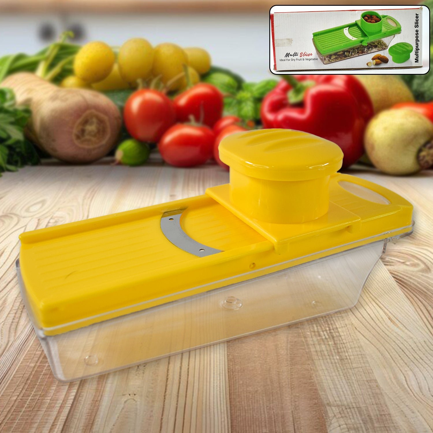 Big Multipurpose Vegetable and Fruit Slicer (Yellow / 1 Pc)