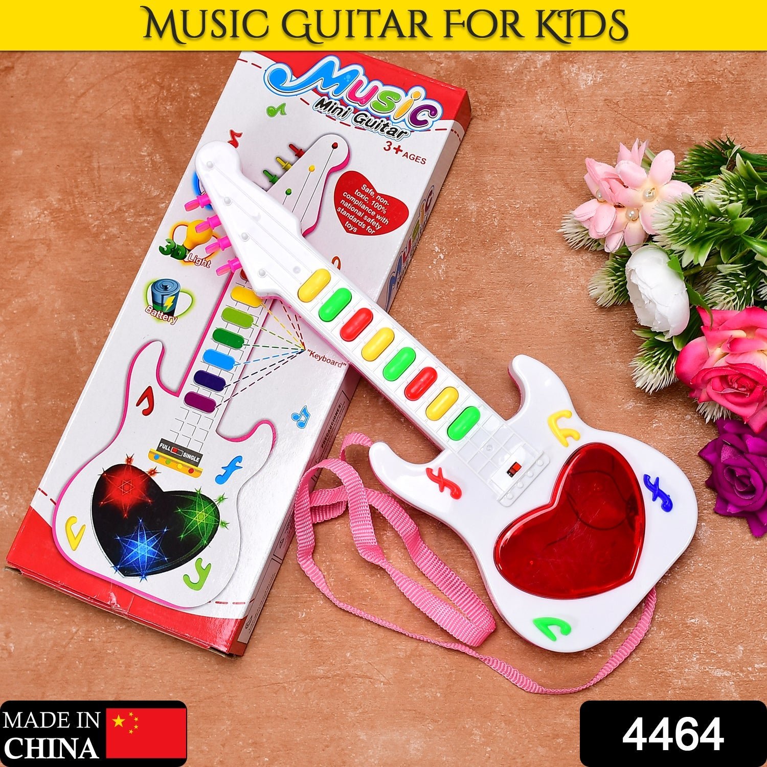 Battery Operated Musical Instruments Mini Guitar Toys and Light for 3+Years Old Kids