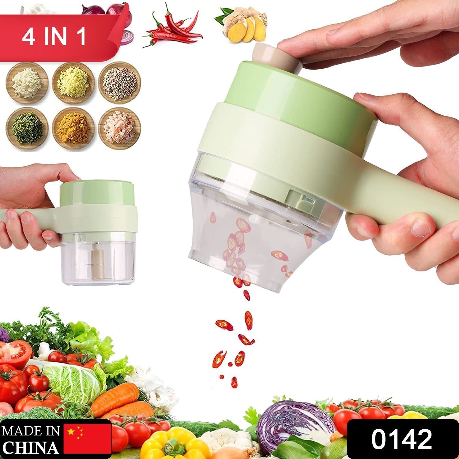 4 in 1 Electric Handheld Cooking Hammer Vegetable Cutter Fruit Slicer