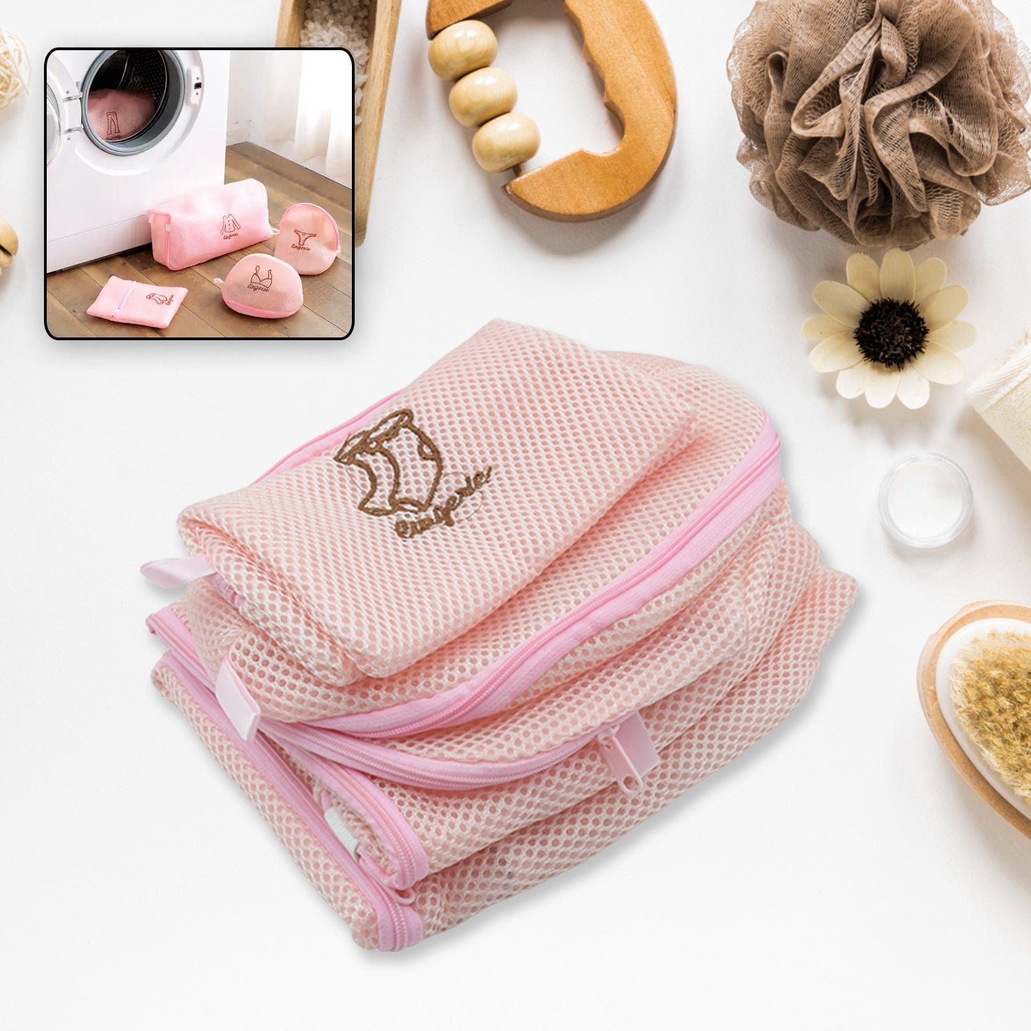 Zippered Mesh Laundry Wash Bags for Delicates & Lingerie (5 Pc Set)