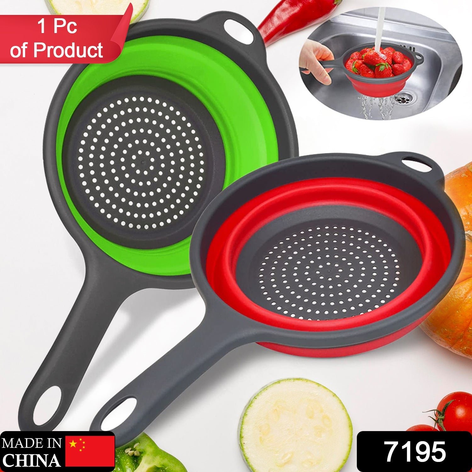 Foldable Silicone Colander for Fruit & Veggies