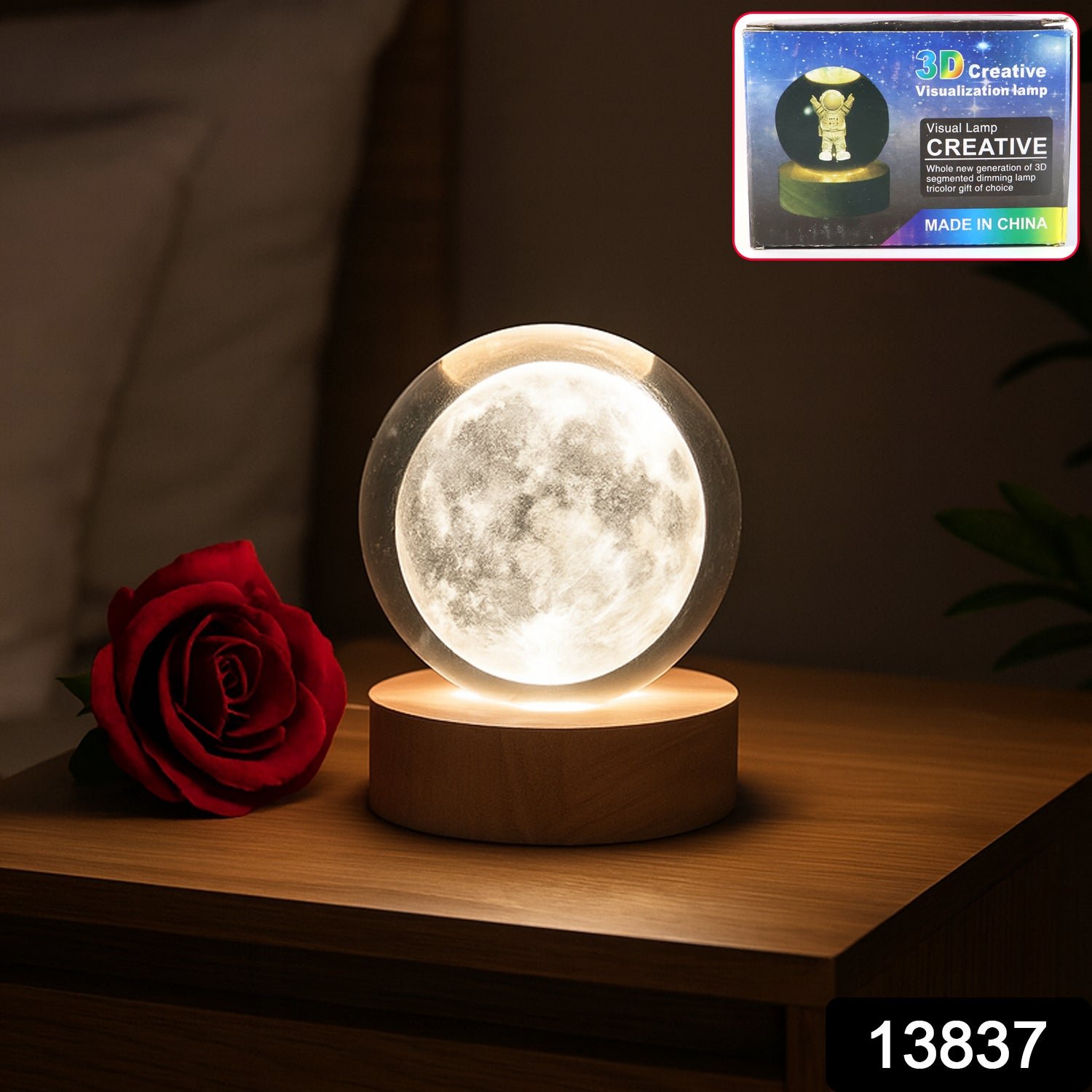 3D Crystal Ball lamps With Base (1 Pc / Mix Design)