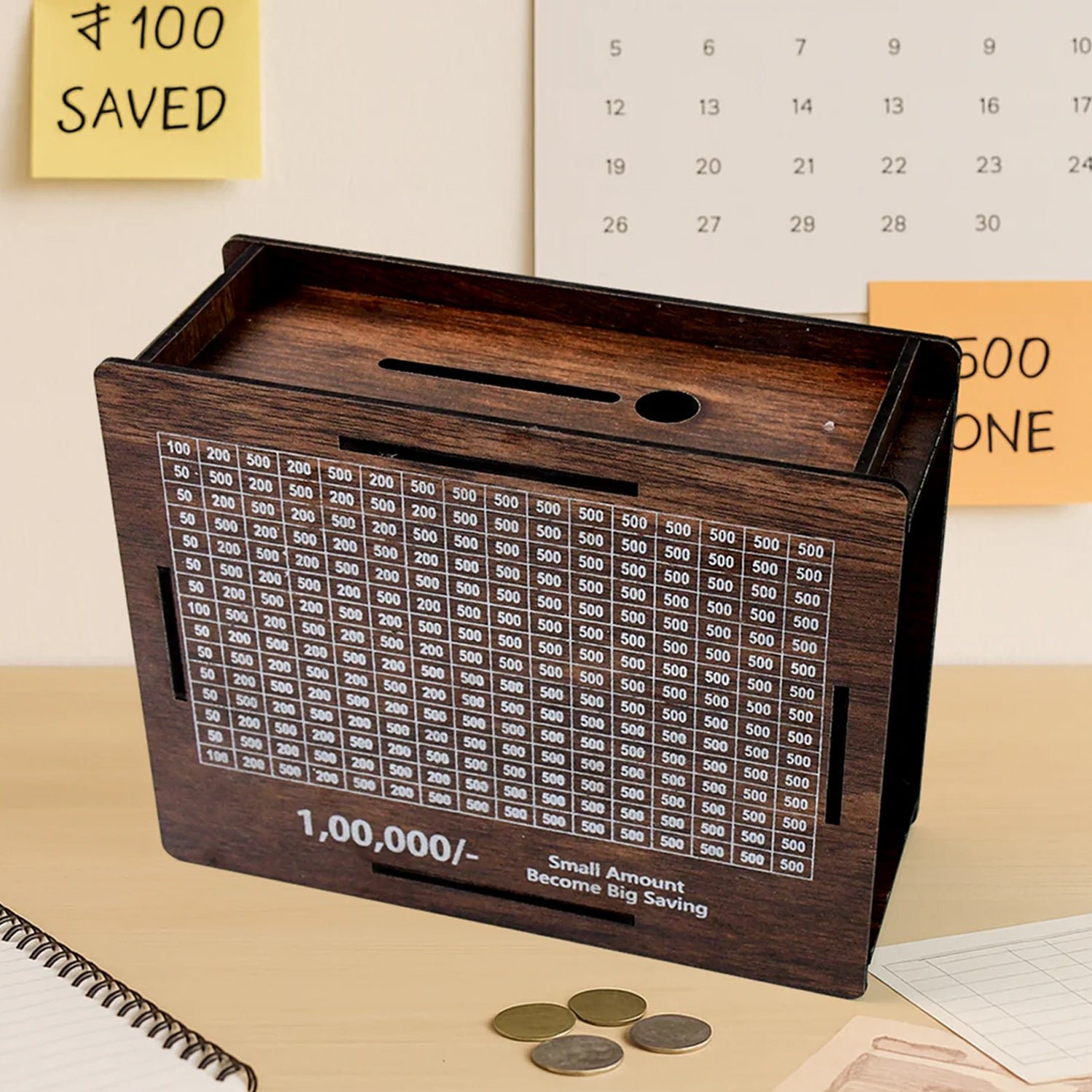 Big Wooden Savings Challenge Money Bank / Piggy Bank - (1 Pc)