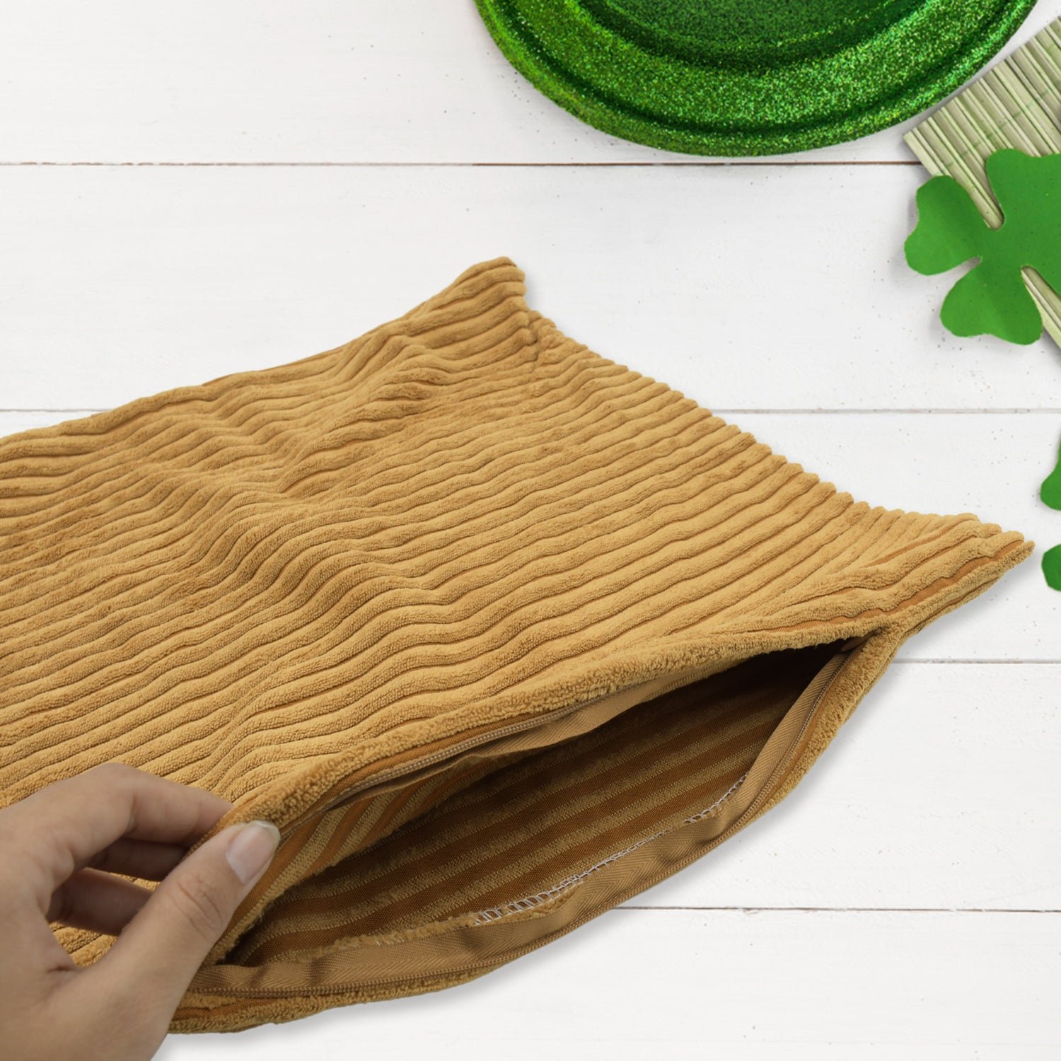 Soft Corduroy 16x16 Throw Pillow Cover Square Decorative Cushion Case (1 Pc)