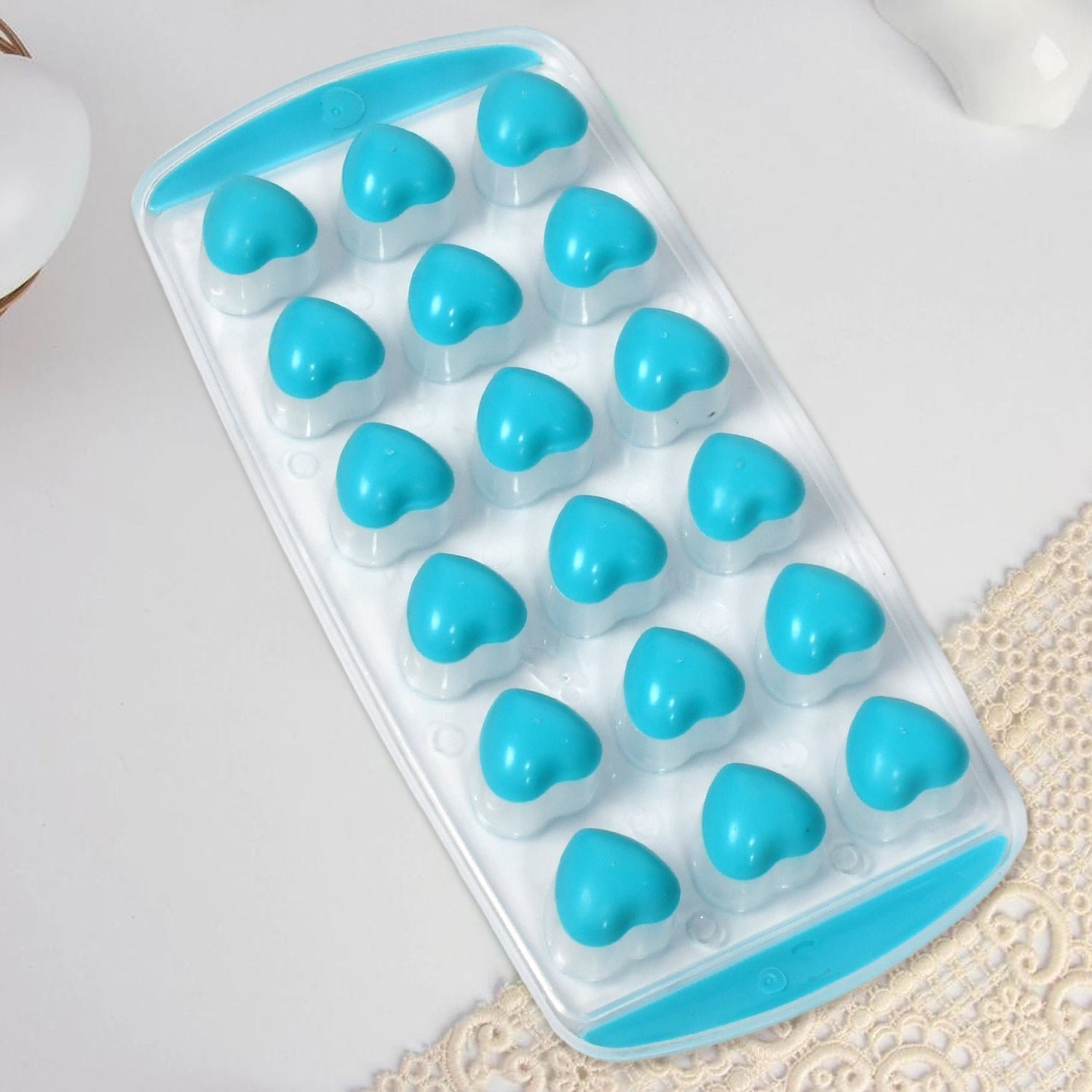 Easy Push -UP ice Tray, With Flexible Silicon Bottom, Heart Shape 18 Cube Trays