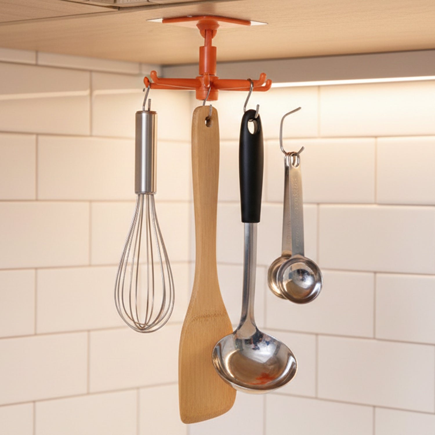 Orange 360° Rotating Wall Mounted Kitchen Utensils Hook Stand (1 Pc)