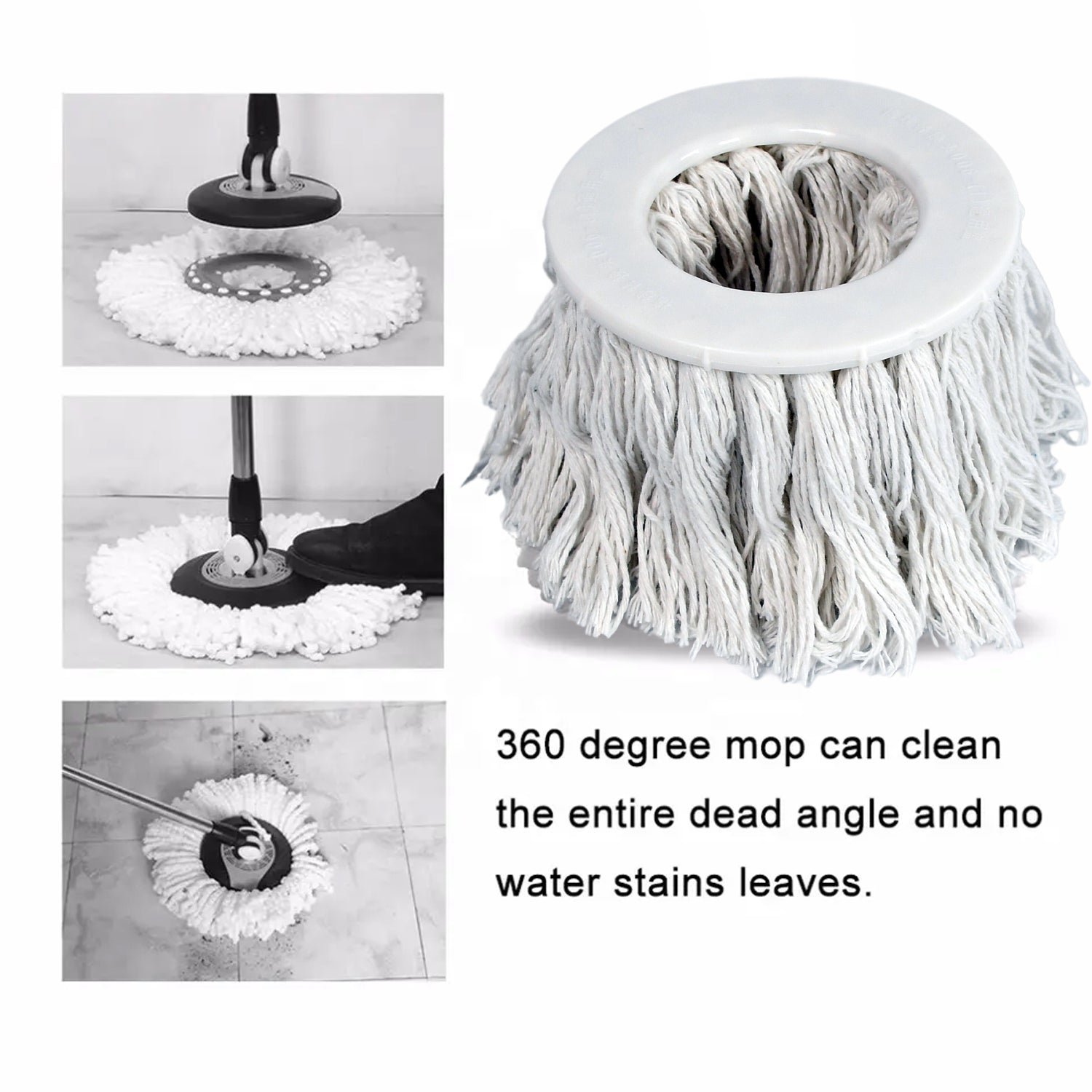 Microfiber Spin Mop Head – Round Shape Standard Size Refill for All Mop Types