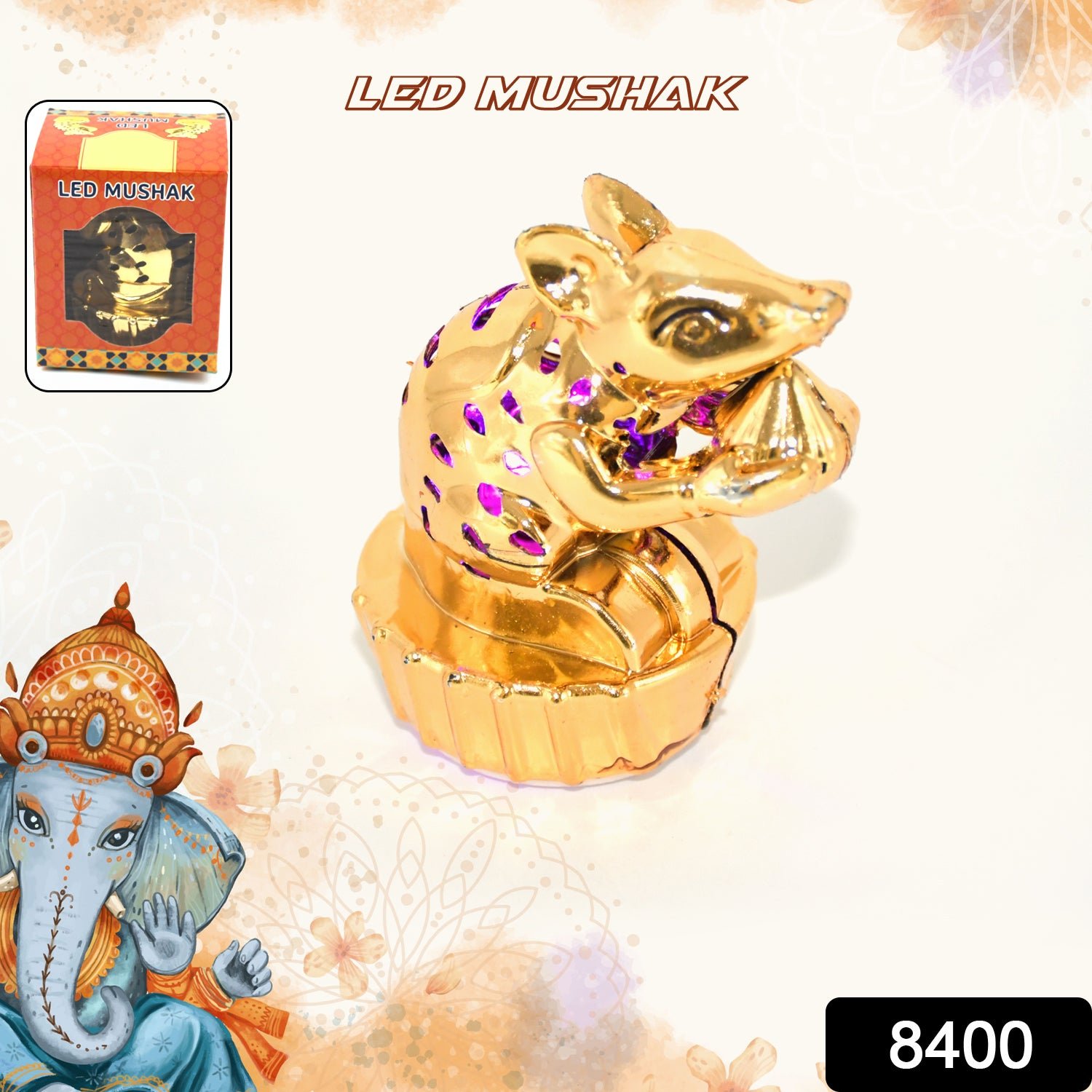 Multicolour LED Mushak / LED Mooshak for Ganpati Decorations, Ganesh Ganesha (1 Pc)