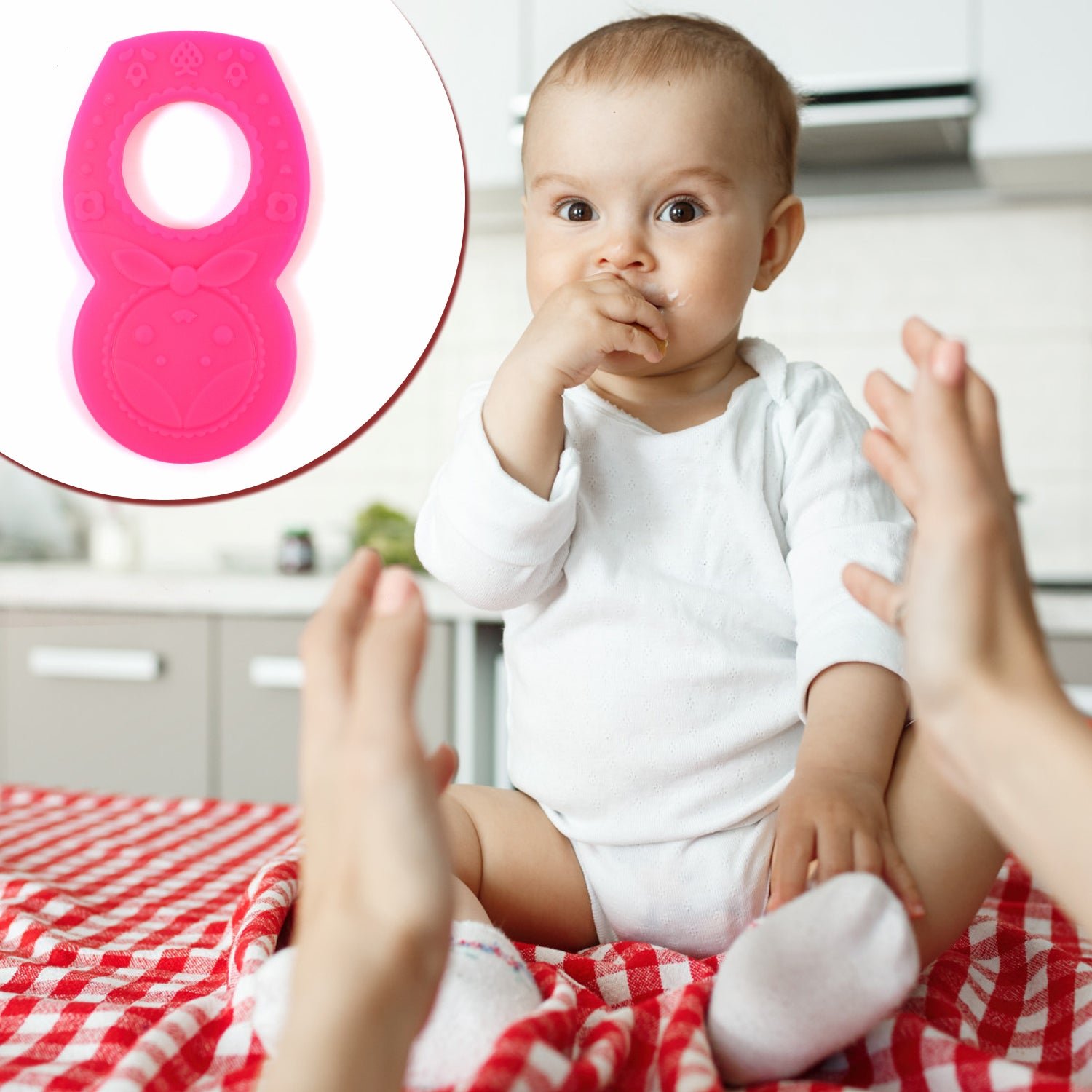 Silicone Baby Teether Pack of 1 (Mix Design & Color)