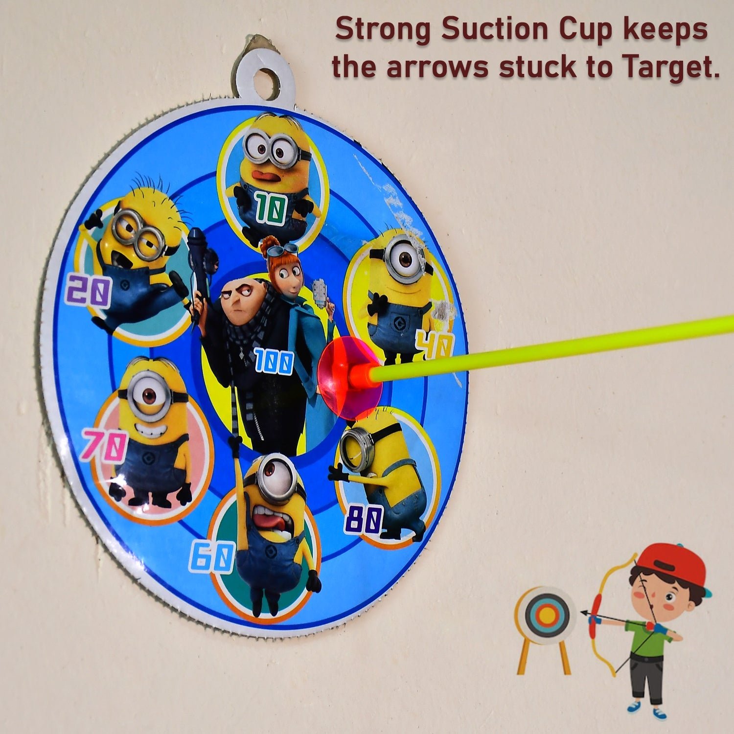 Plastic Archery Bow Arrow Toy Set with single knife and 3pc Arrow and Target Board