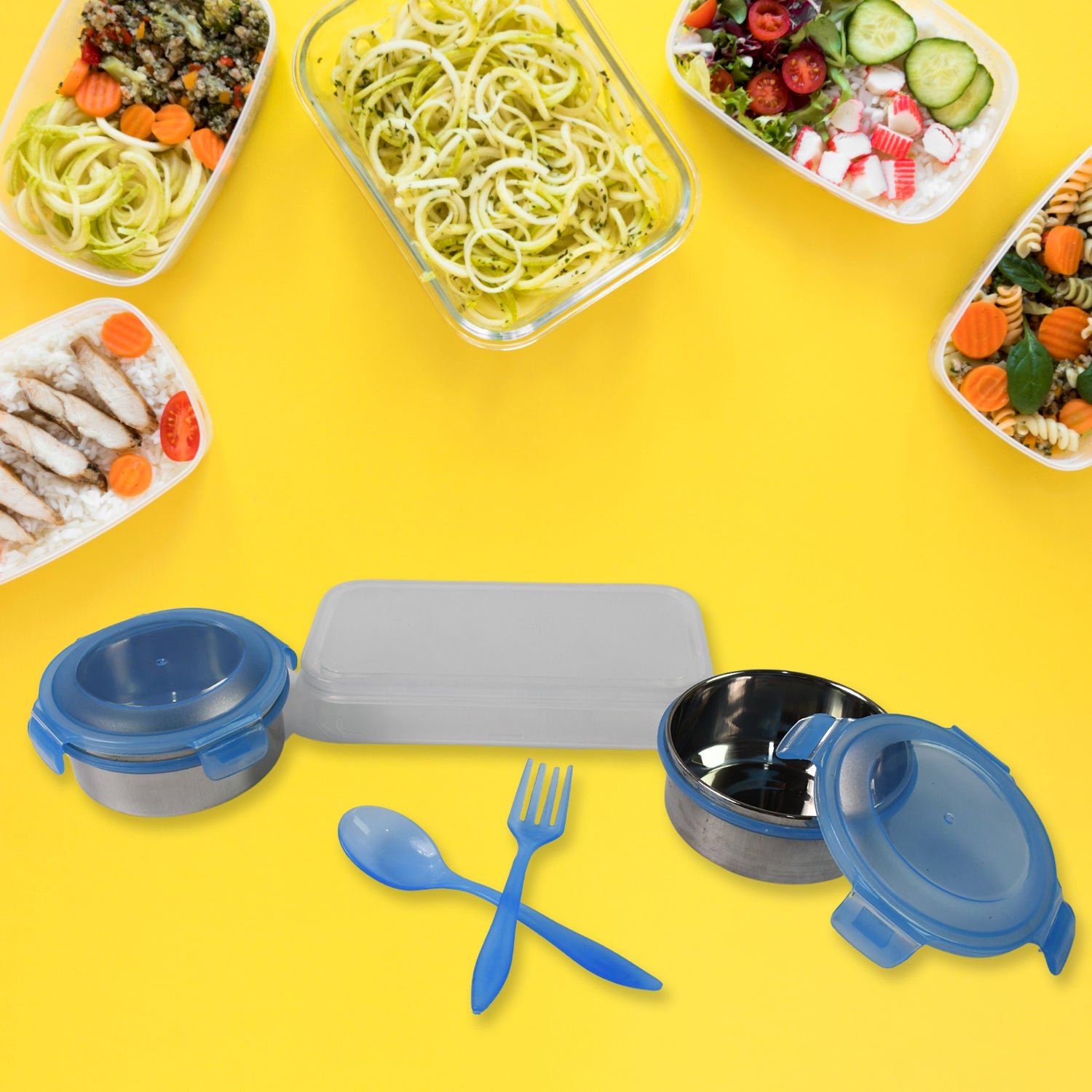 Sumo Lunch Box with Bag – Plastic Lunch Box & Spoon/Fork Set (2 Pc)