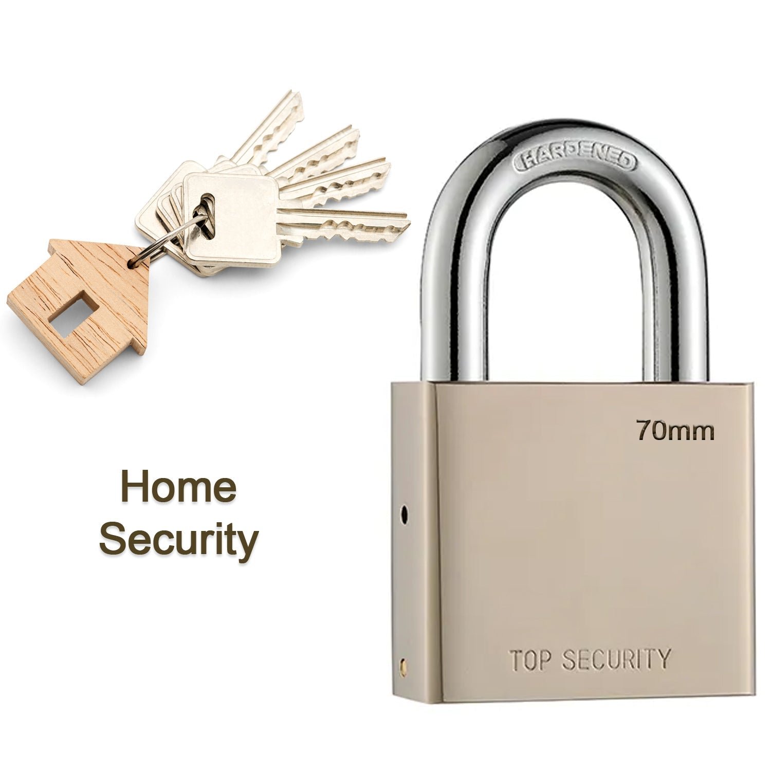 Heavy Steel Premium Square Padlock 70mm with 4 Keys  Hardened Shackle for Doors