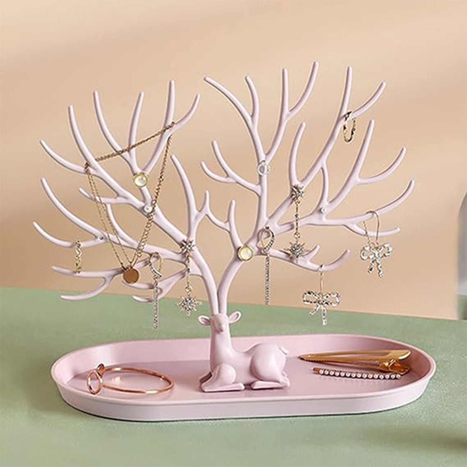 Plastic Jeweller Organizer Earring Holder and Necklace Rack With Drawer (1 Pc)