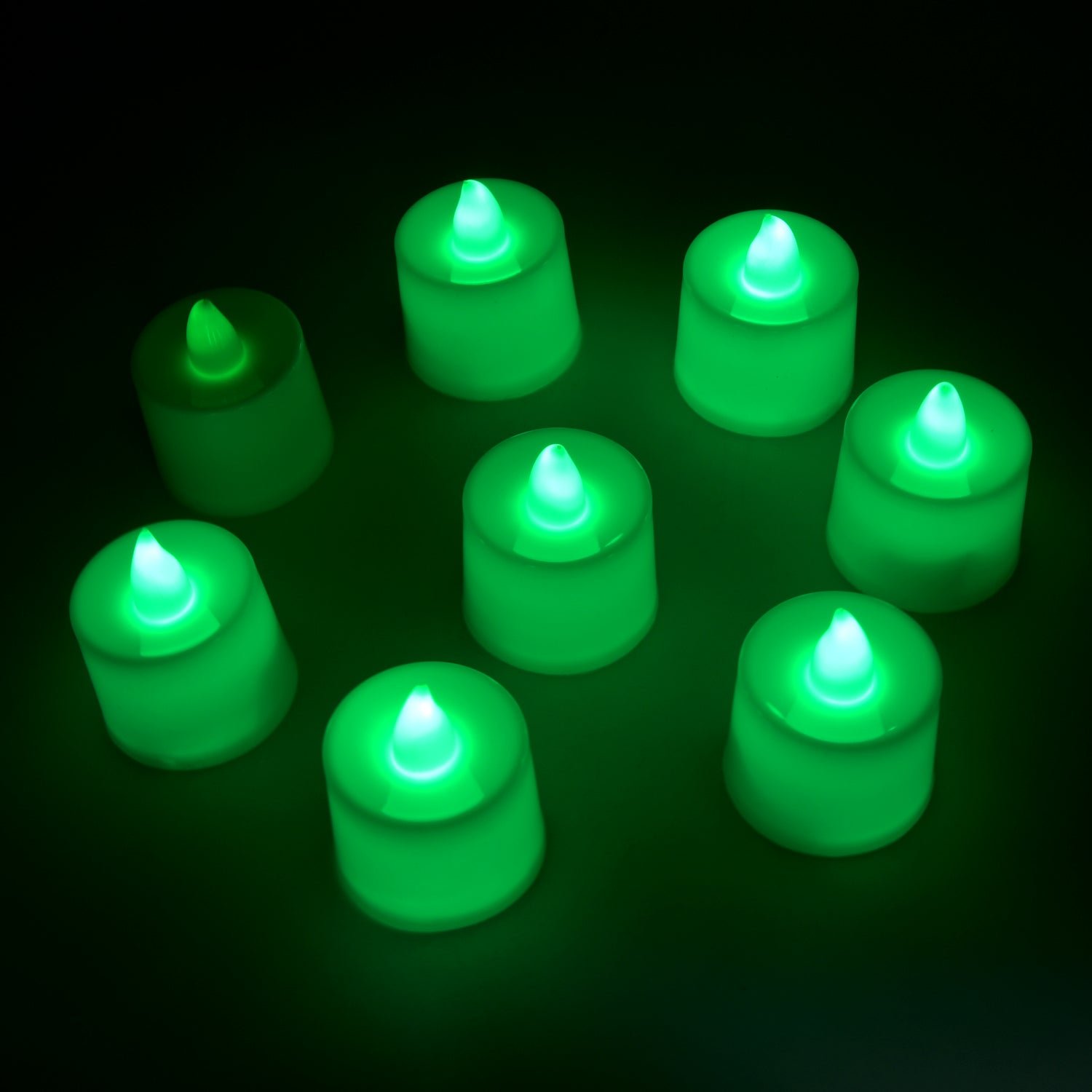 Green Flameless LED Tealights Smokeless Decorative Candles LED Tea Light Pack of 8