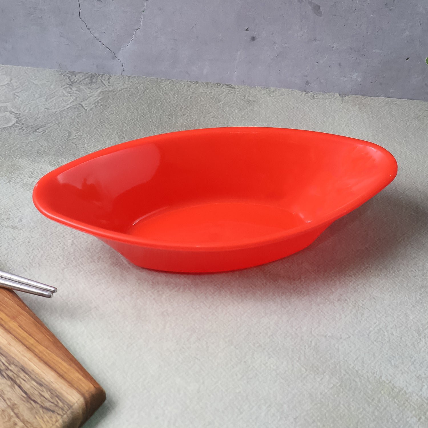 Plastic Marin Serving Bowl – Elegant Oval Deep Bowl (1 Pc / Red)