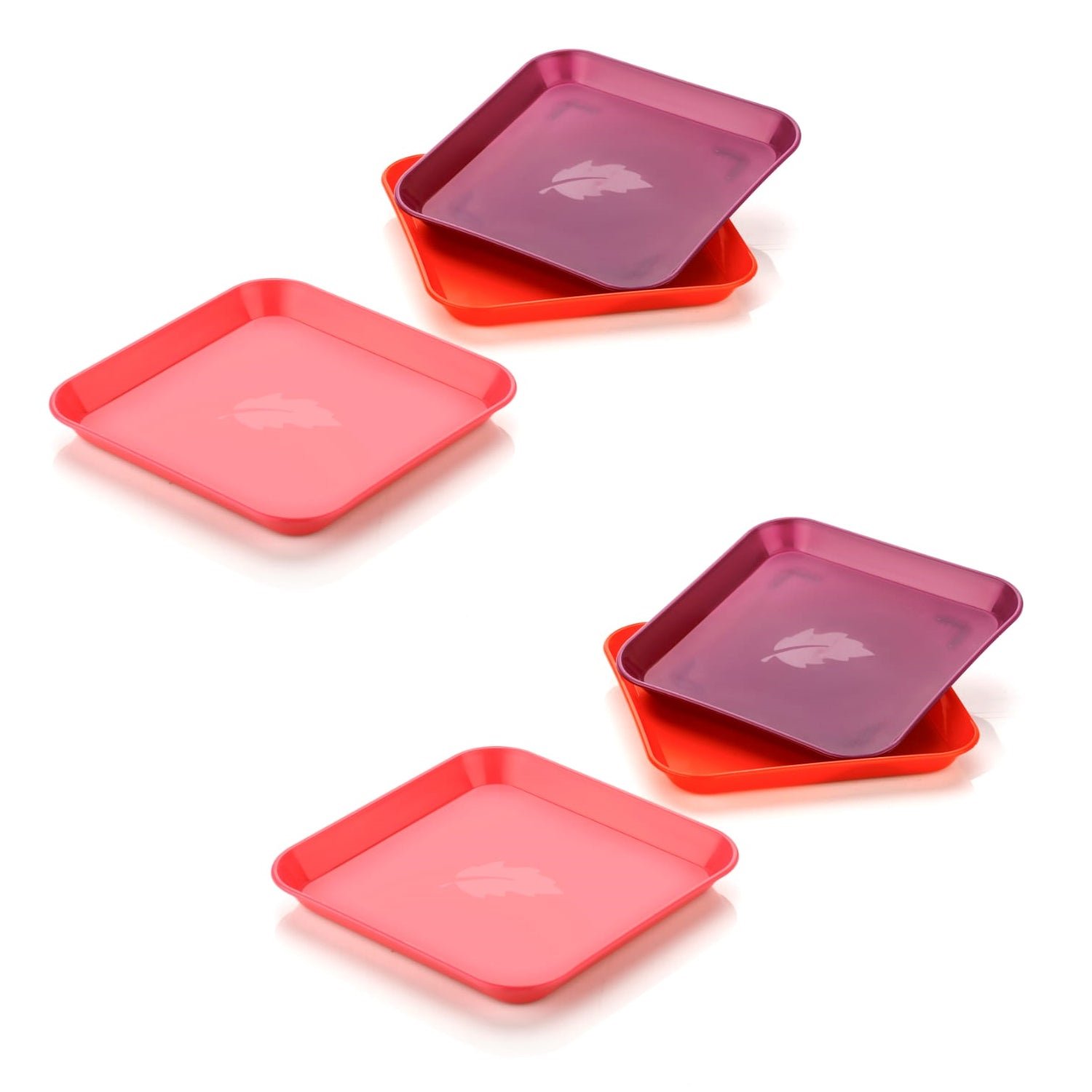 Square Plastic Dinner Plate Set (Set of 6 Pcs) Colorful Snacks / Breakfast Plate (Set of 6 Pcs)