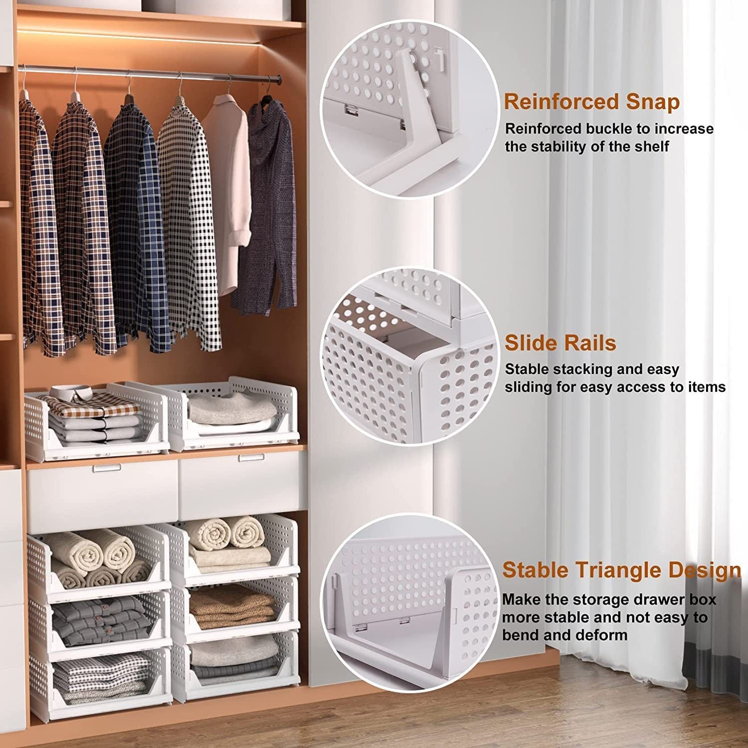 3-Layer Foldable Wardrobe Clothes Organizer Shelf Basket