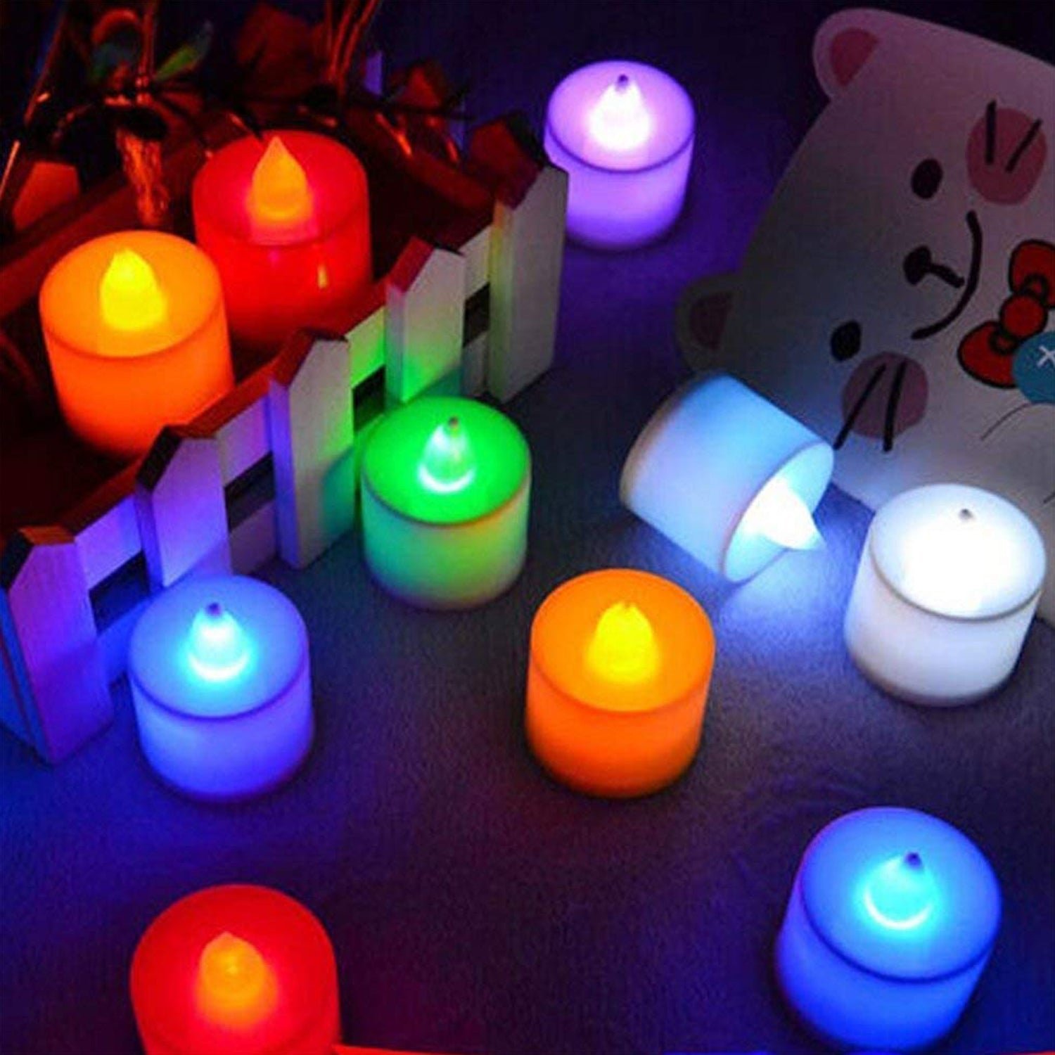 Multicolor LED Tealights Candles (24 Pack): Festive Decorations, Diwali