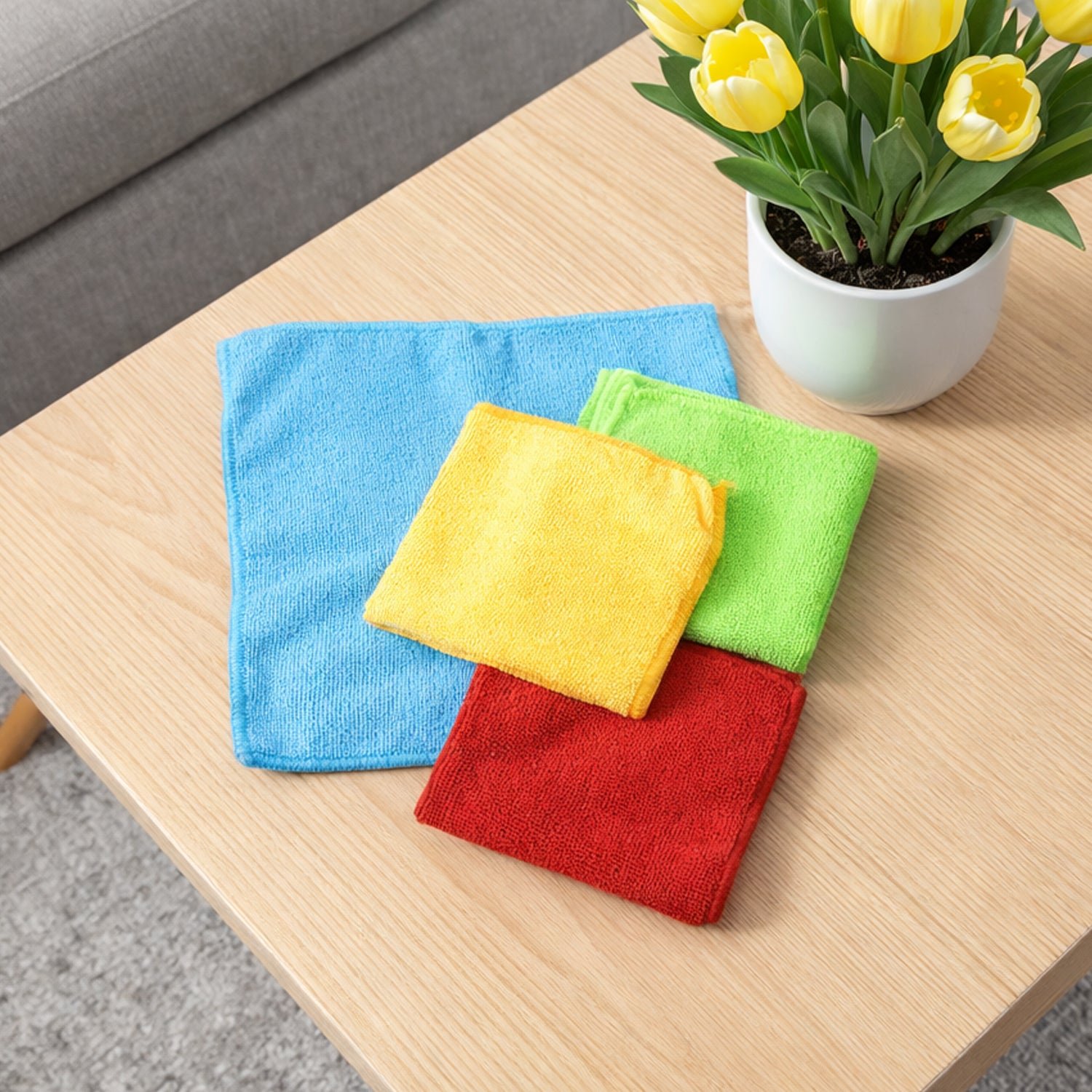 Microfiber Cleaning Cloths 4 Pc Set, Multipurpose Cleaning Towel Napkin