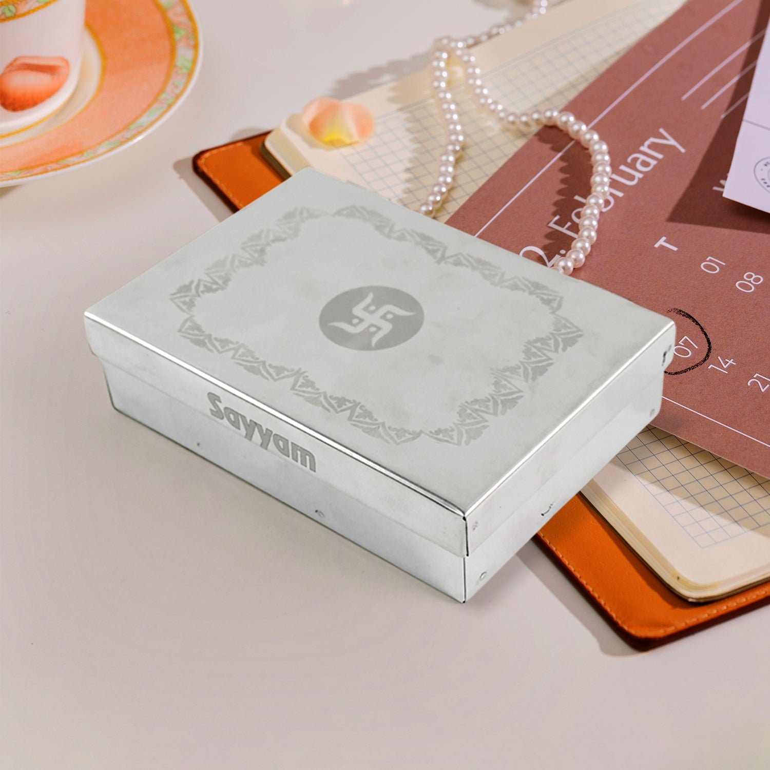 Multipurpose Stainless Steel Jewelry Storage Organizer Box 6 Compartments (1 Pc)