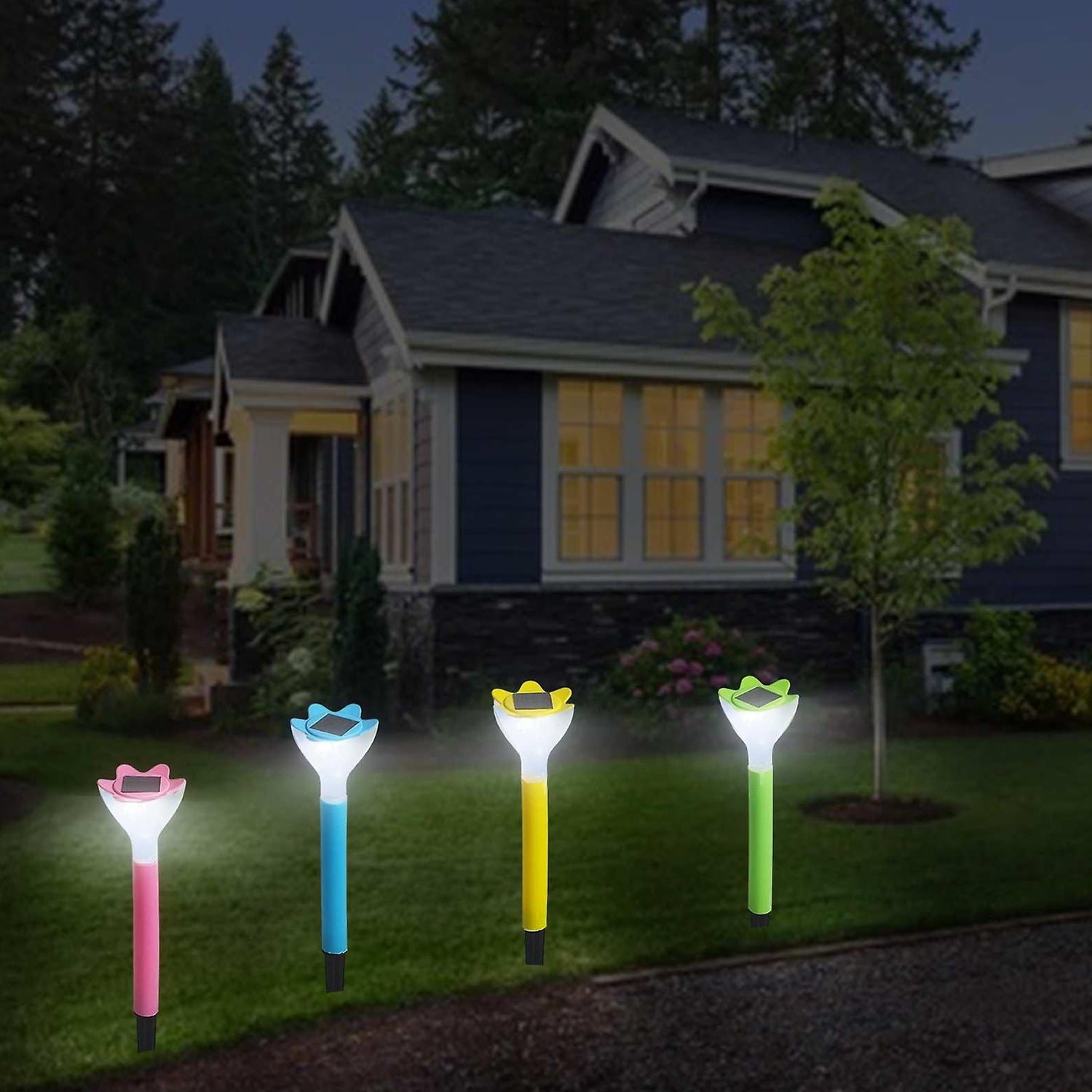 Solar Flower Garden Lights – Outdoor Decorative LED Lamp (2 Pc)