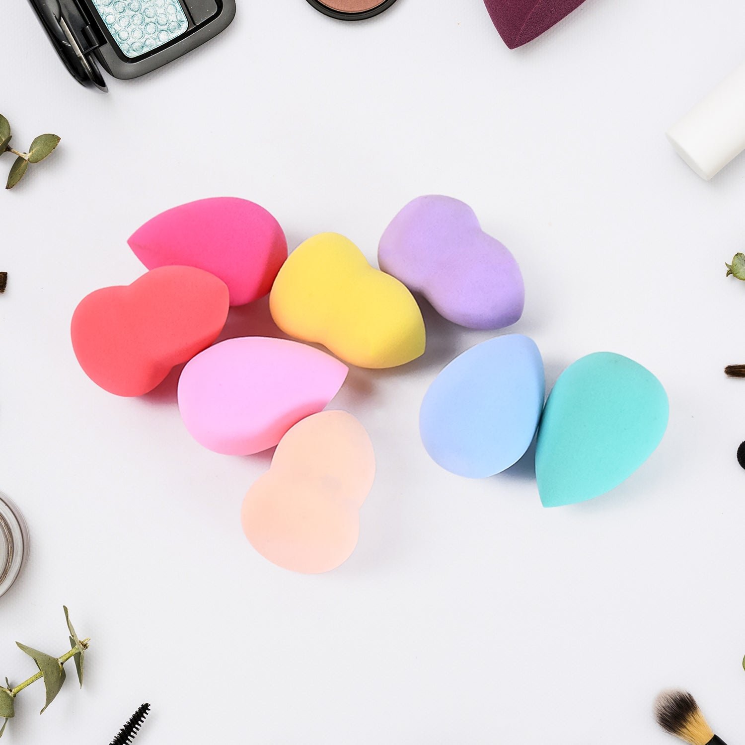 Makeup Beauty Powder Puff (8 Pcs Set / With Case / Mix Color)