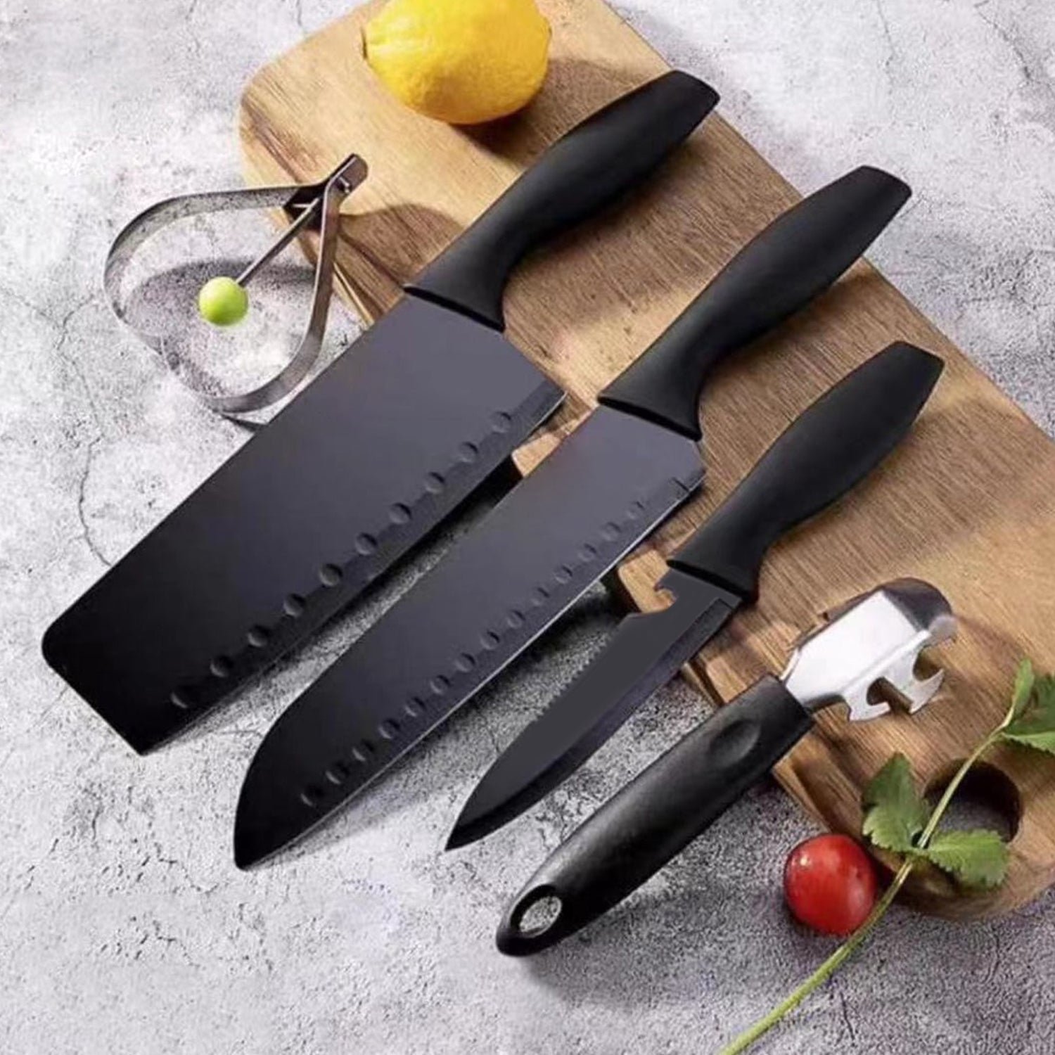 5-Piece Stainless Steel Kitchen Knife Set – Chef, Chopping, Utility, Butcher Knives