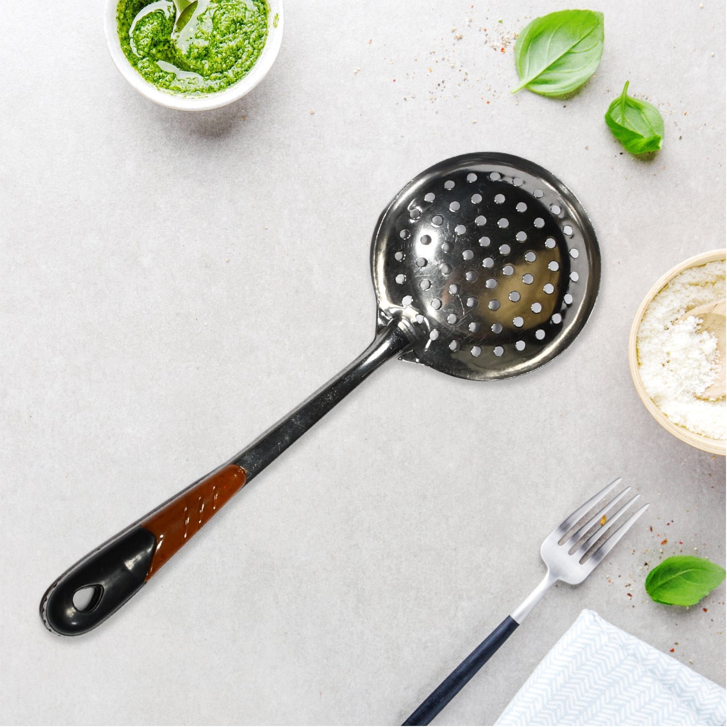 Stainless Steel Slotted Skimmer – Heat-Resistant Spoon for Cooking