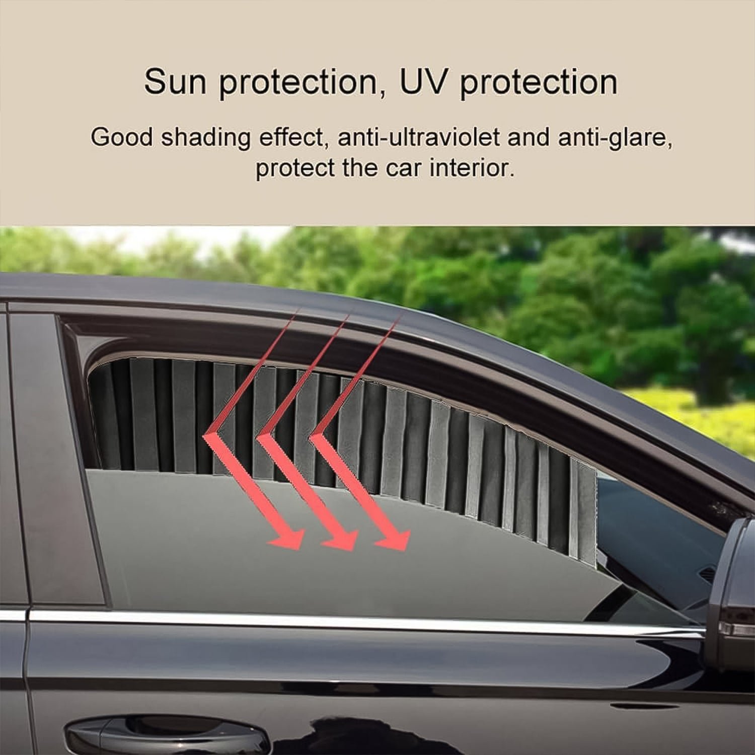 Car Window Curtain Sunshade | 4 Pcs Set with Hooks & Tapes