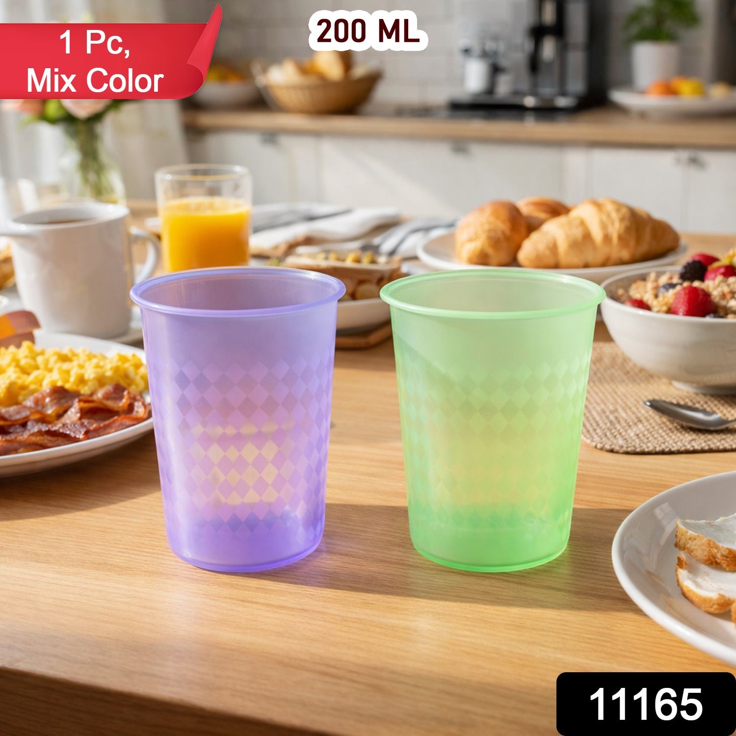 Reusable Plastic Drinking Glass 200 ML Approx (1 Pc, Mix Color)
