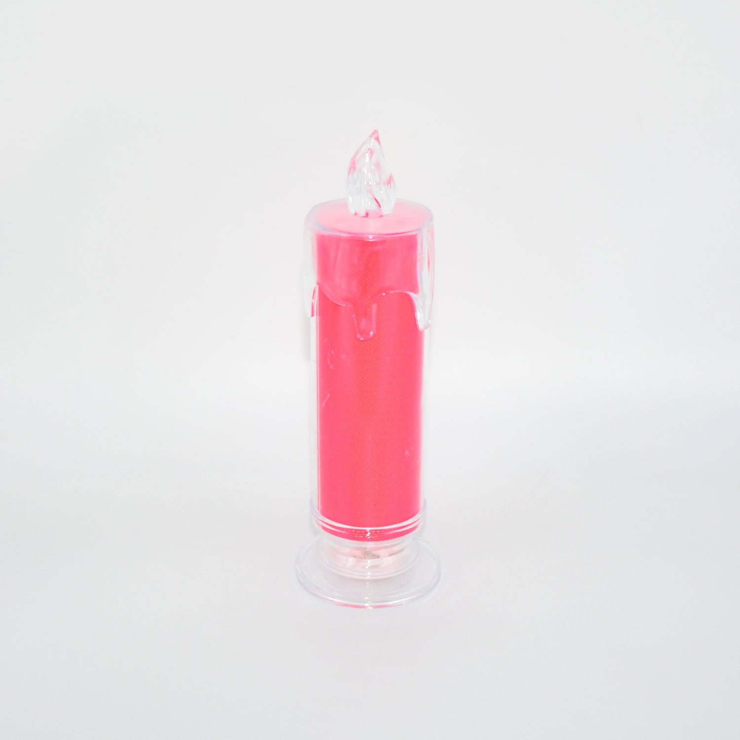 Red LED Flameless Candles Battery Operated Pillar Candles Flickering Realistic Decorative Lamp Votive Transparent Flameless Ornament Tea Party Decorations for Hotel, Scene,Home Decor, Restaurant, Diwali Decoration Candle Crystal Lamp, Diwali (1 Pc)