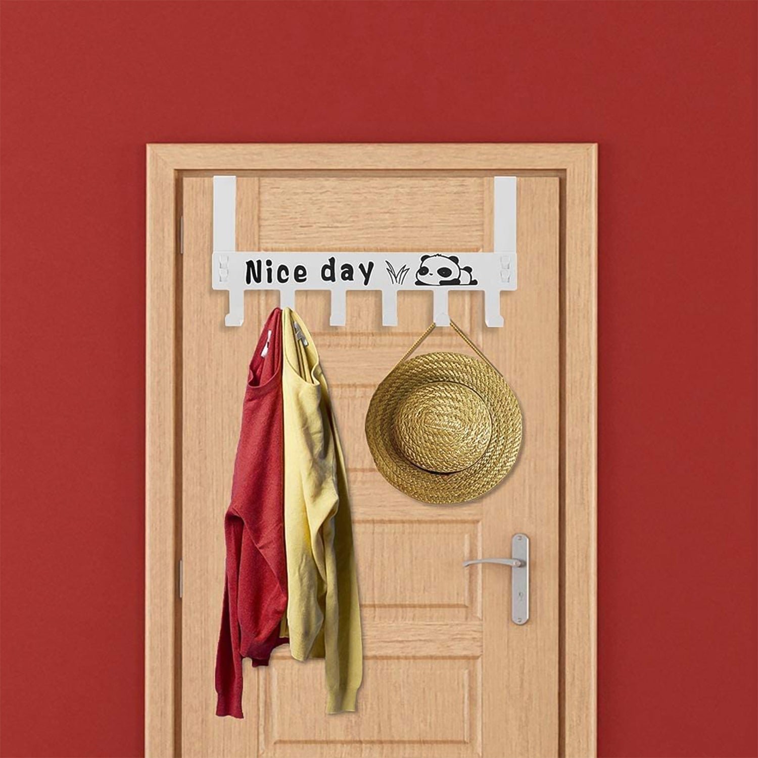 Heavy-Duty Carbon Steel Door Hook Hanger Rack (1 pc / 6 Hook / White)