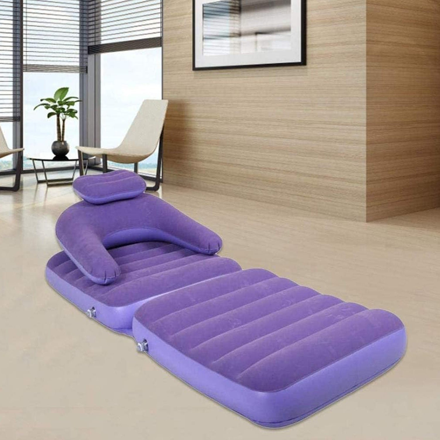 2-in-1 Air Mattress & Lounger Portable Inflatable Sofa with Hand Pump
