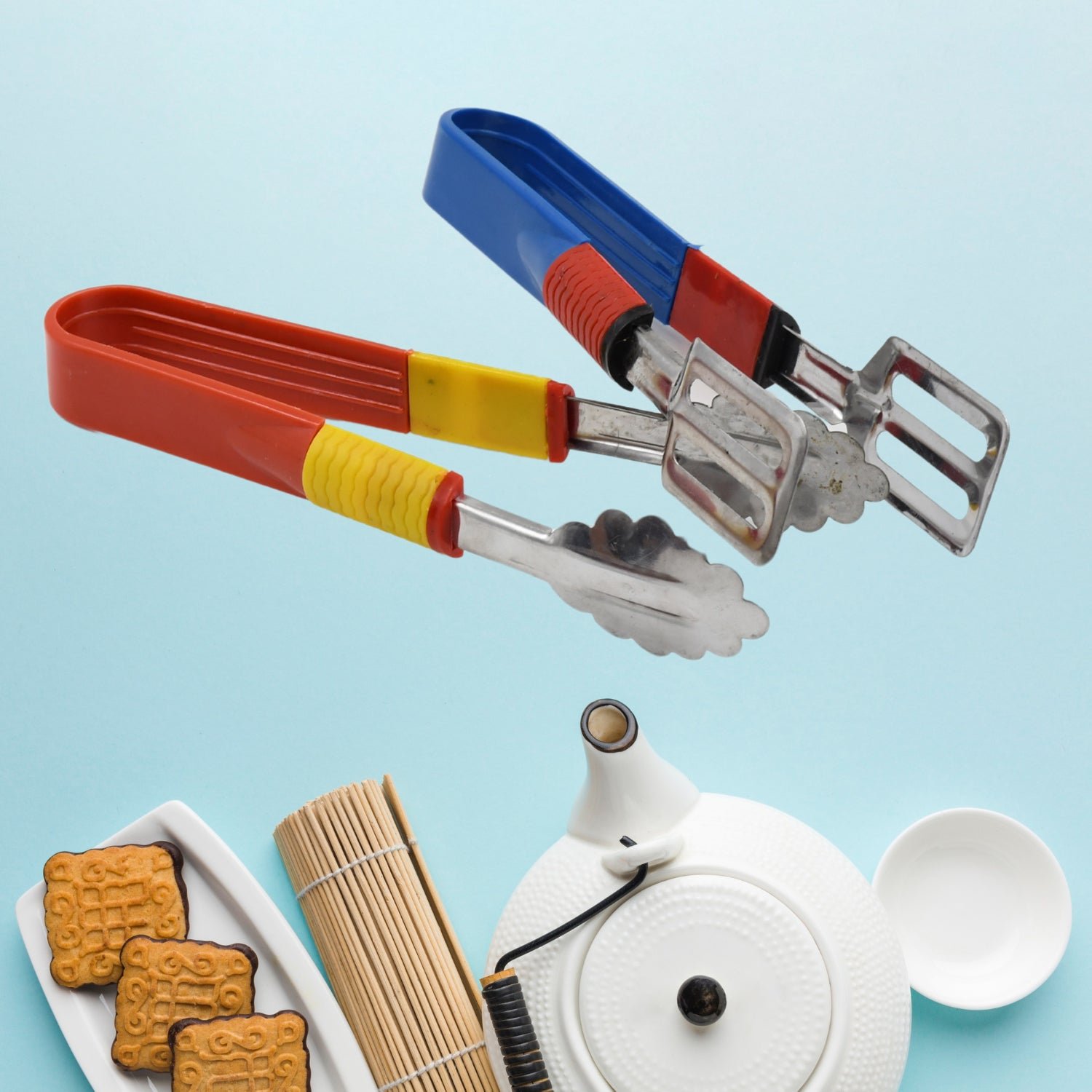 Stainless Steel Multipurpose Utility Tong / Serving Food Tongs  (2 Pcs Set)